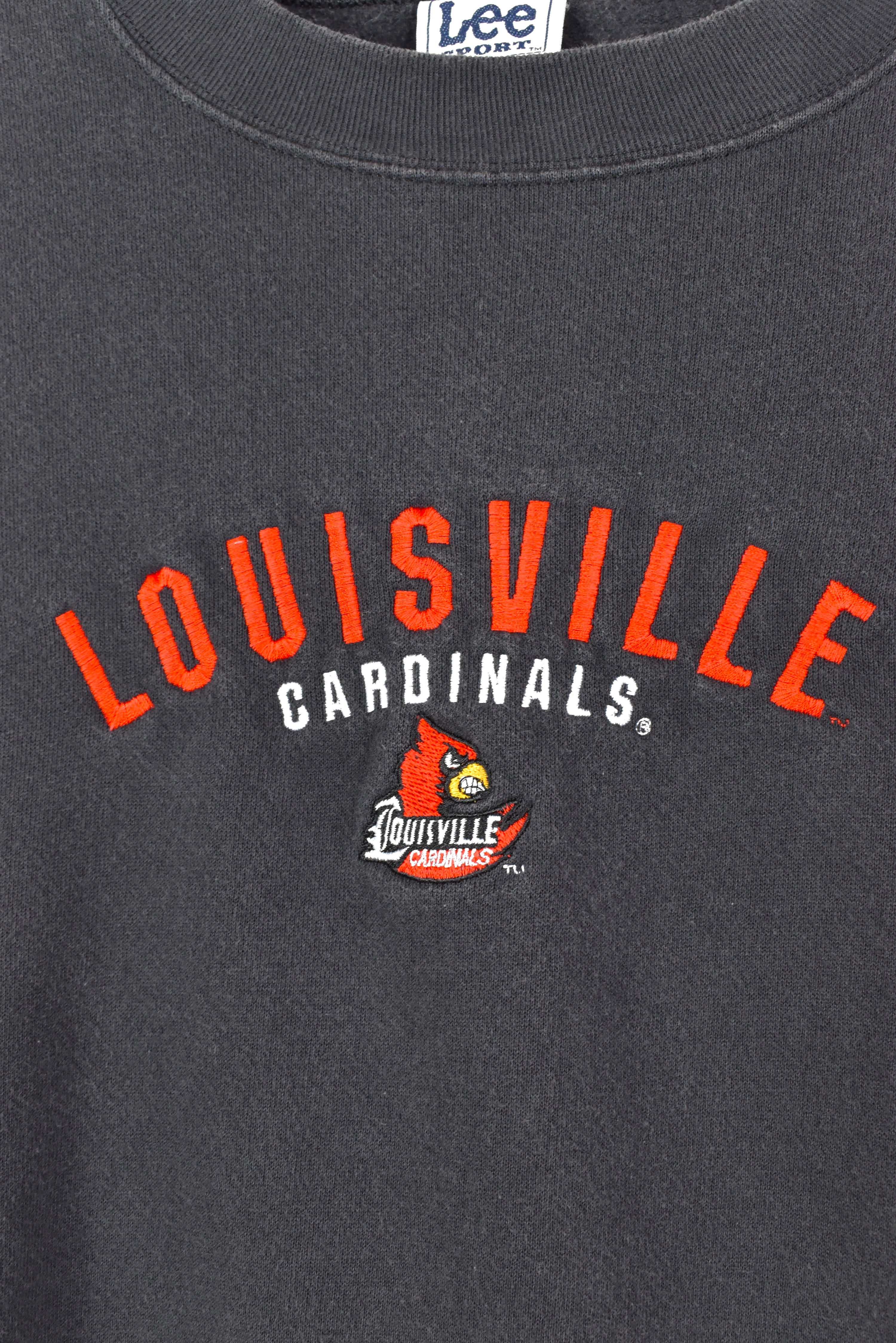 VINTAGE LOUISVILLE UNIVERSITY EMBROIDERED BLACK SWEATSHIRT | XL COLLEGE