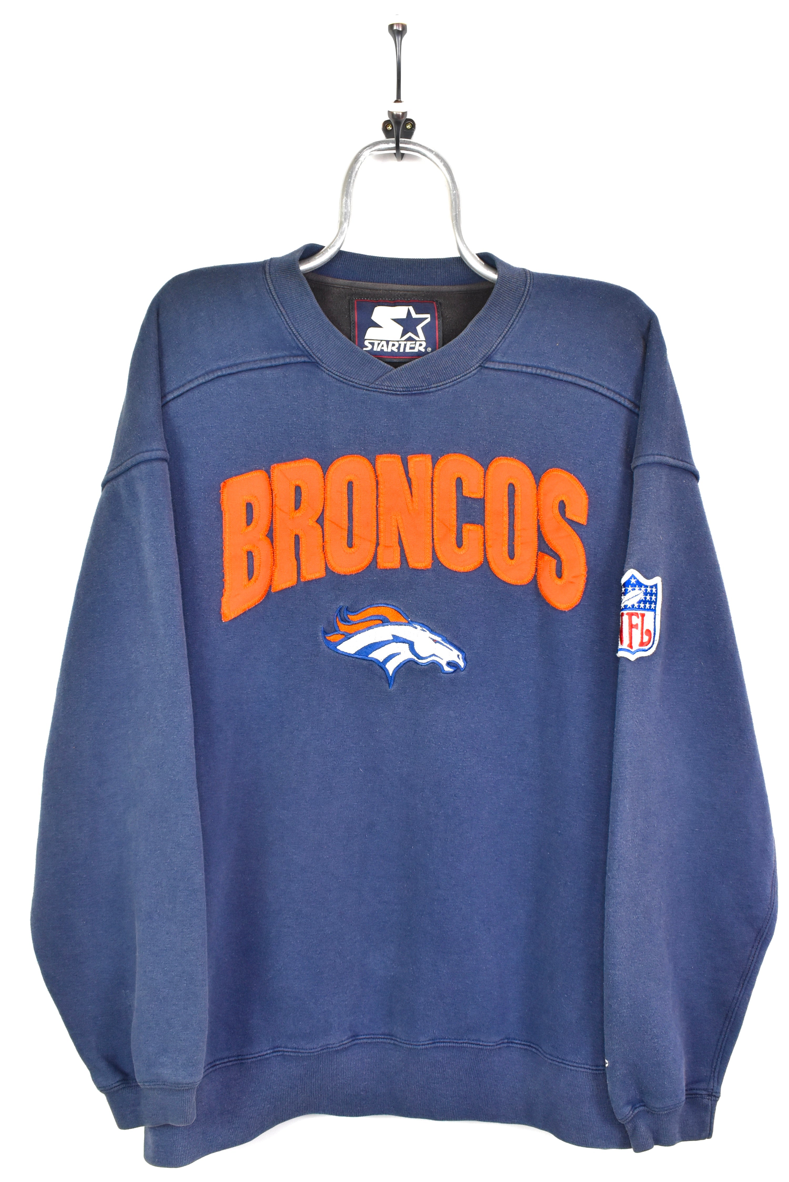 VINTAGE NFL DENVER BRONCOS EMBROIDERED NAVY SWEATSHIRT | XXL PRO SPORT