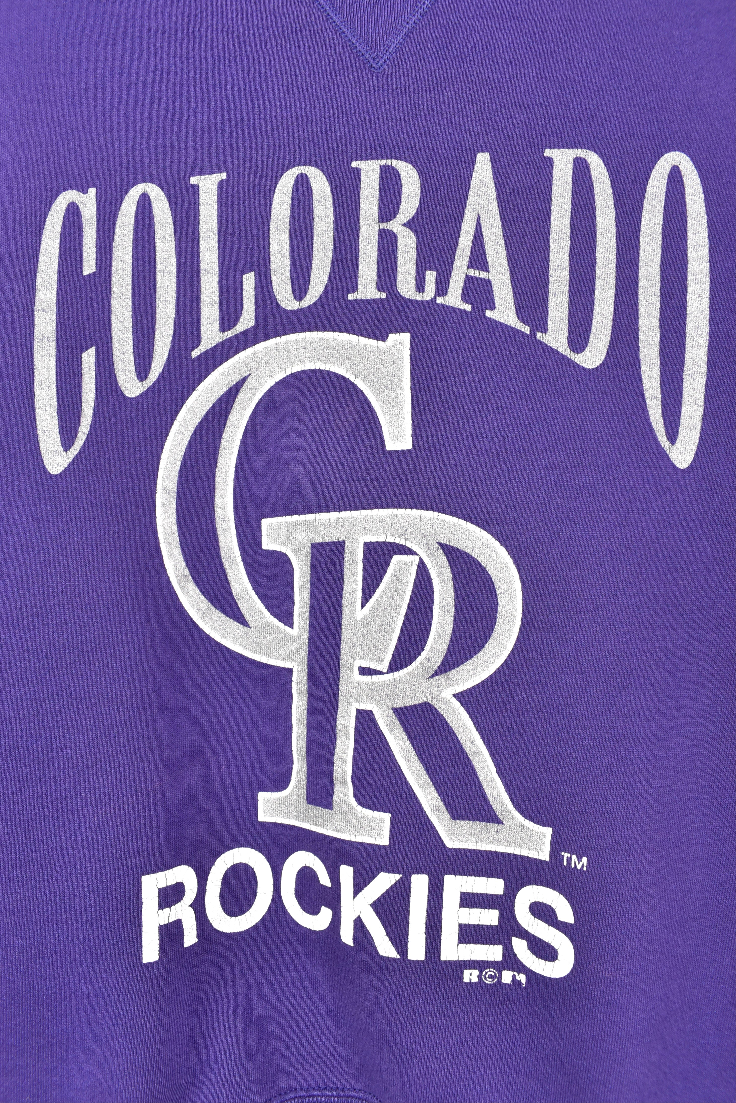 VINTAGE MLB COLORADO ROCKIES PURPLE SWEATSHIRT | LARGE PRO SPORT