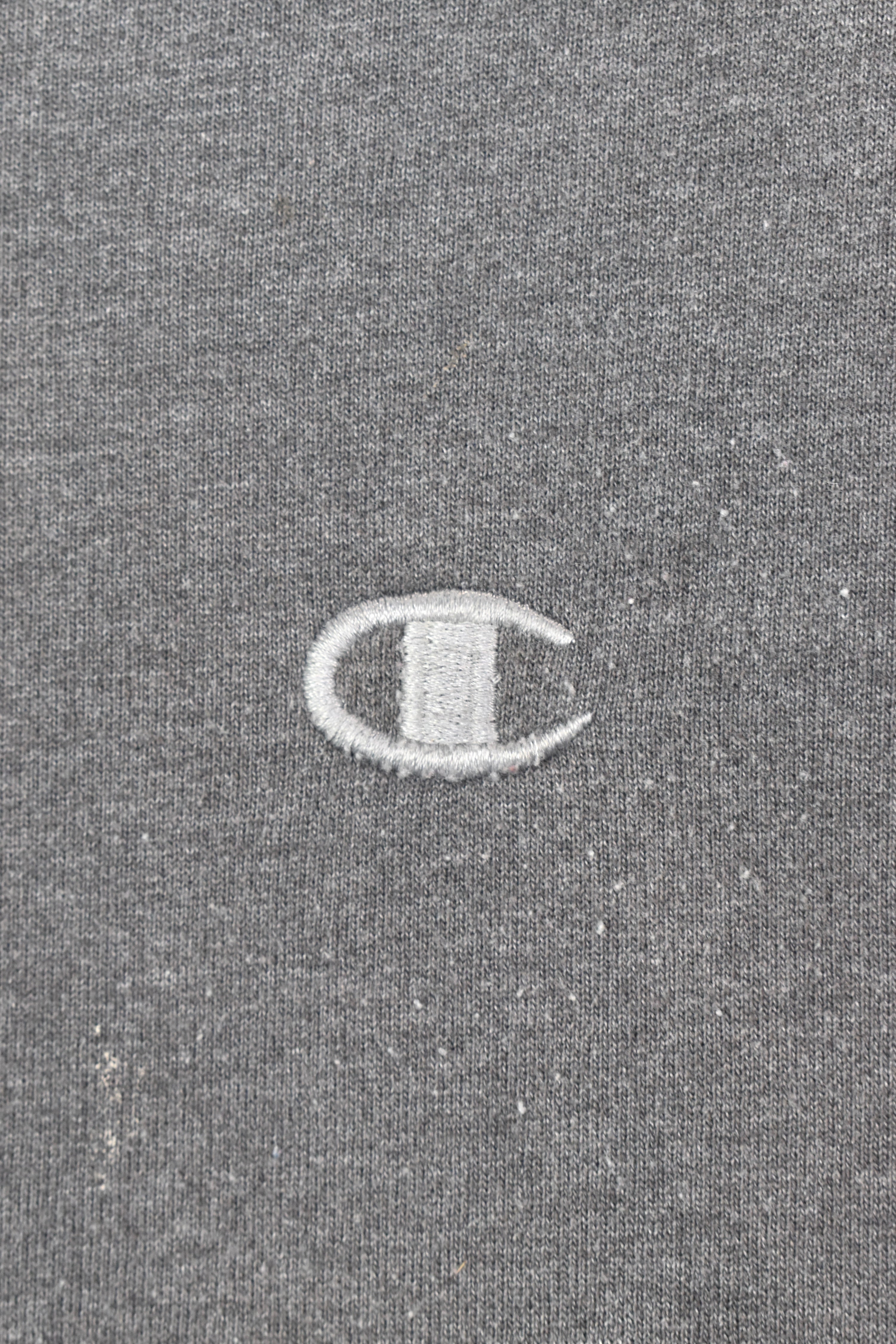 VINTAGE CHAMPION EMBROIDERED GREY HOODIE | MEDIUM CHAMPION
