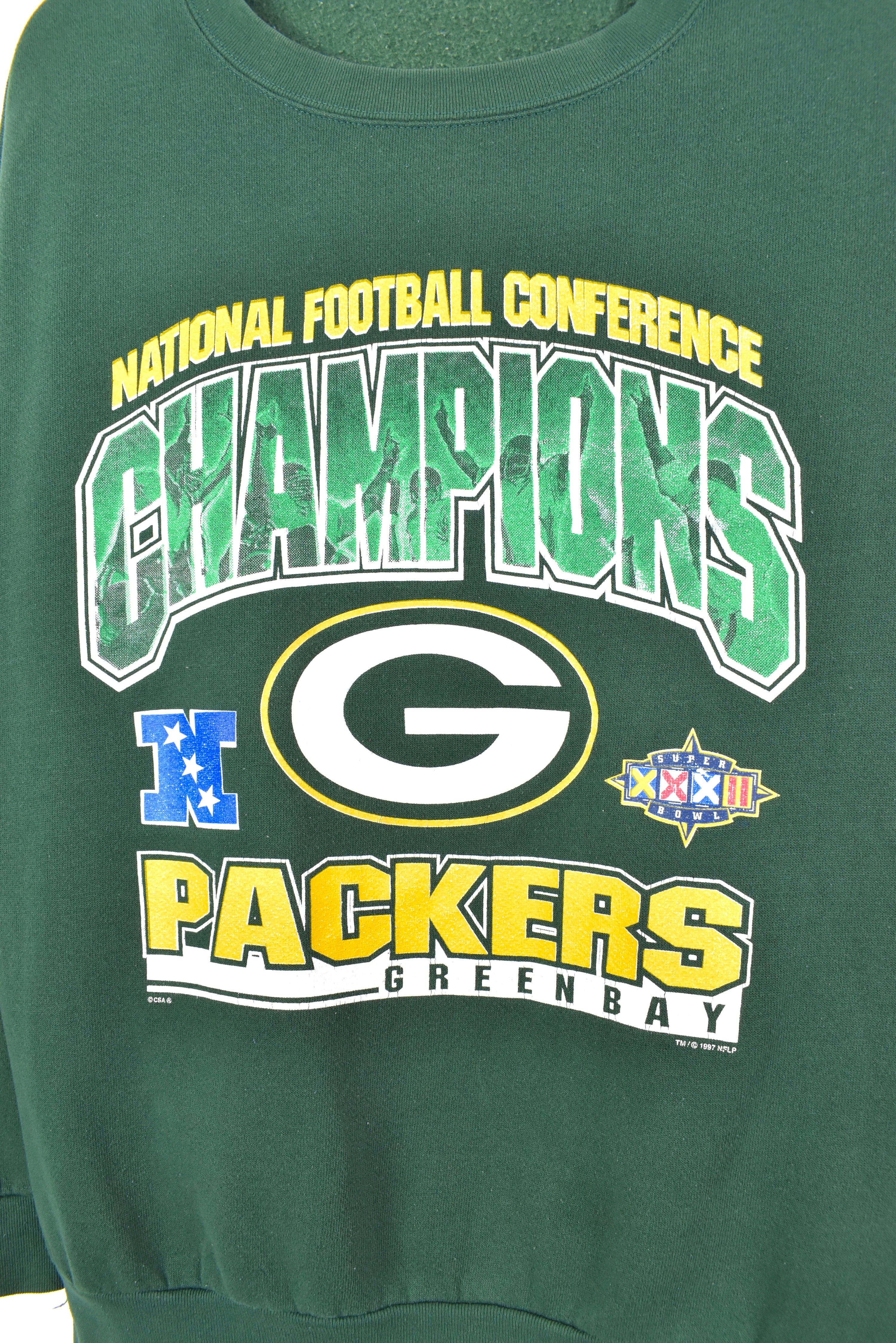VINTAGE 1997 NFL GREEN BAY PACKERS GREEN SWEATSHIRT | LARGE PRO SPORT