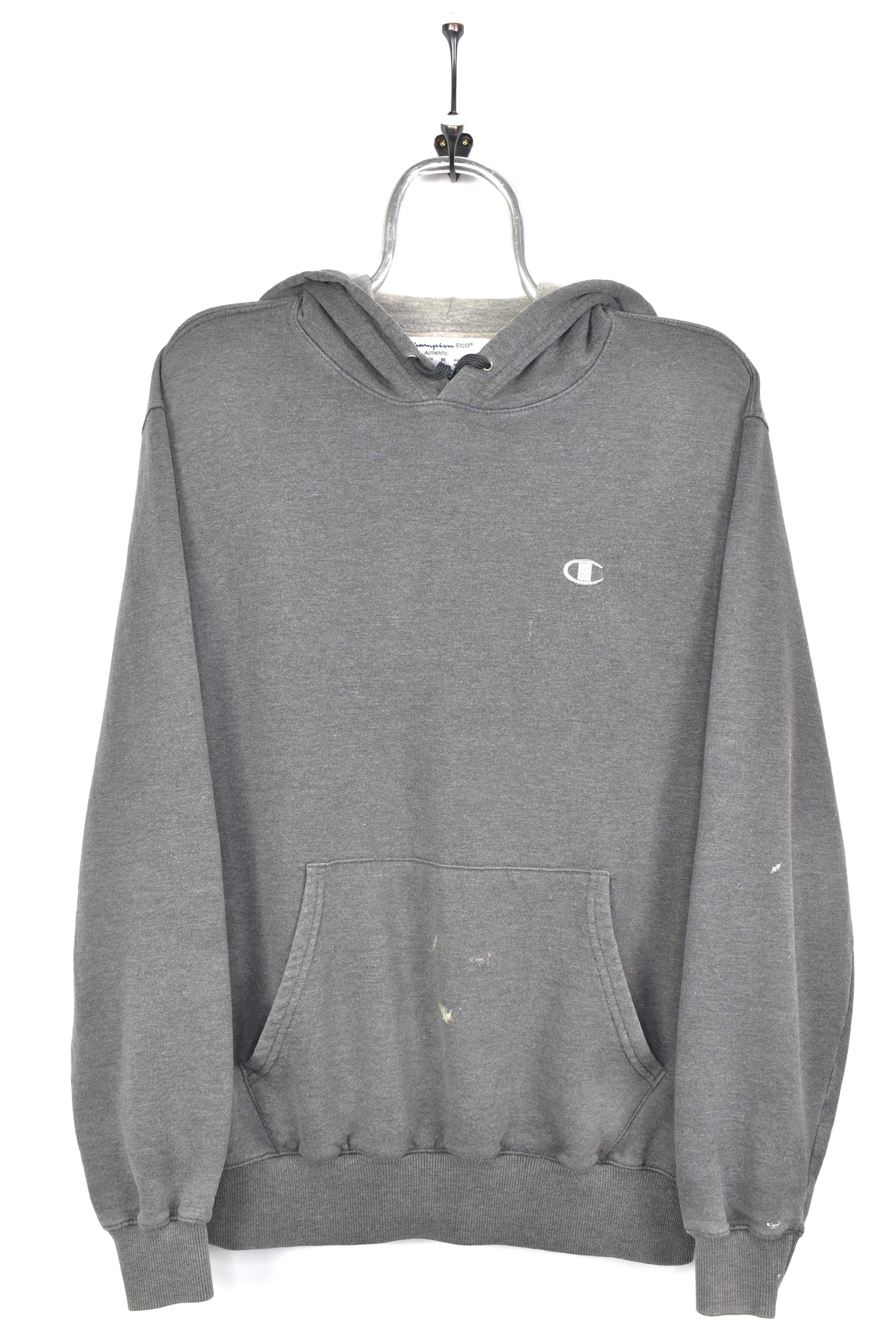 VINTAGE CHAMPION EMBROIDERED GREY HOODIE | MEDIUM CHAMPION