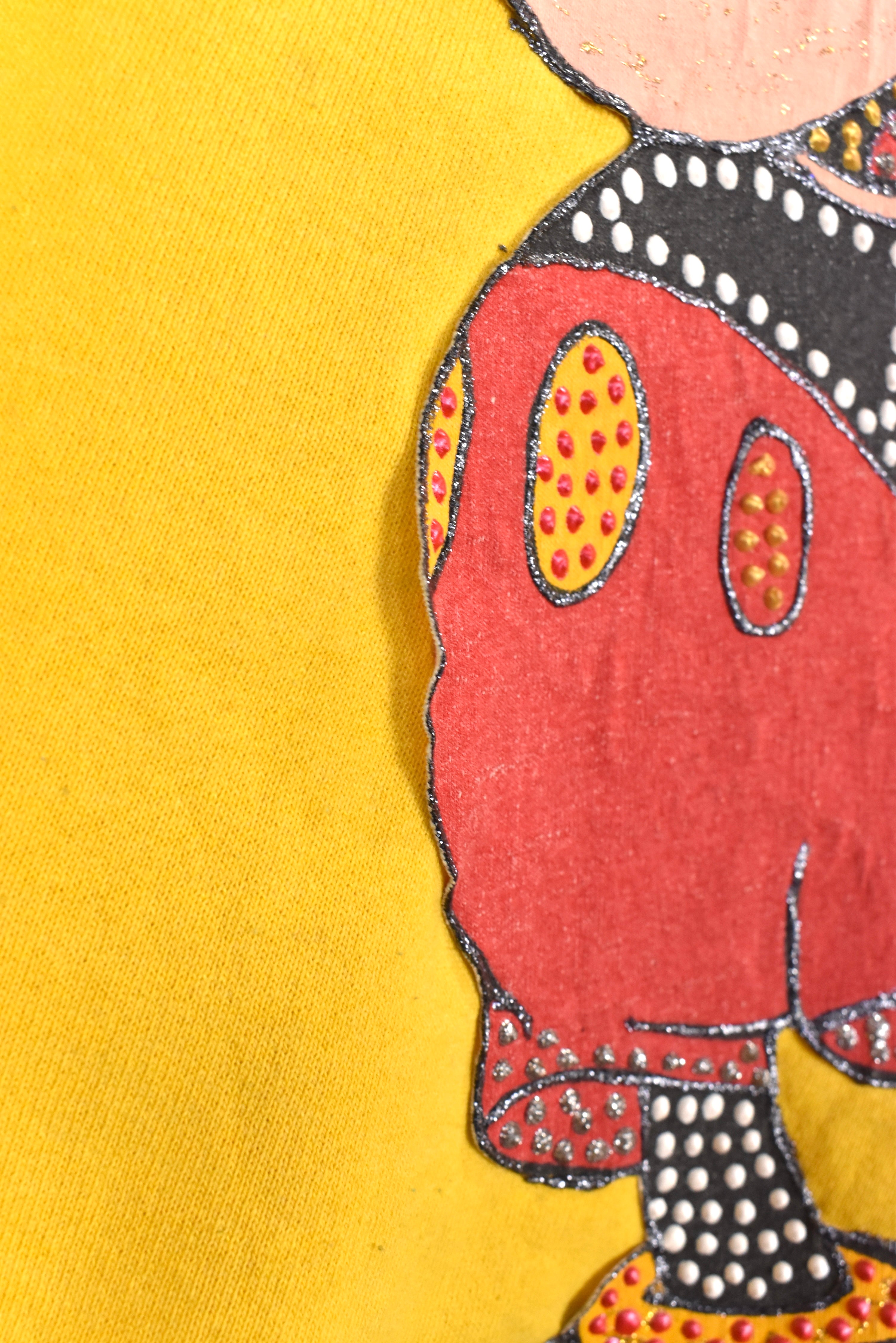 Custom Mickey Mouse sweatshirt, yellow graphic crewneck - AU S DISNEY / CARTOON