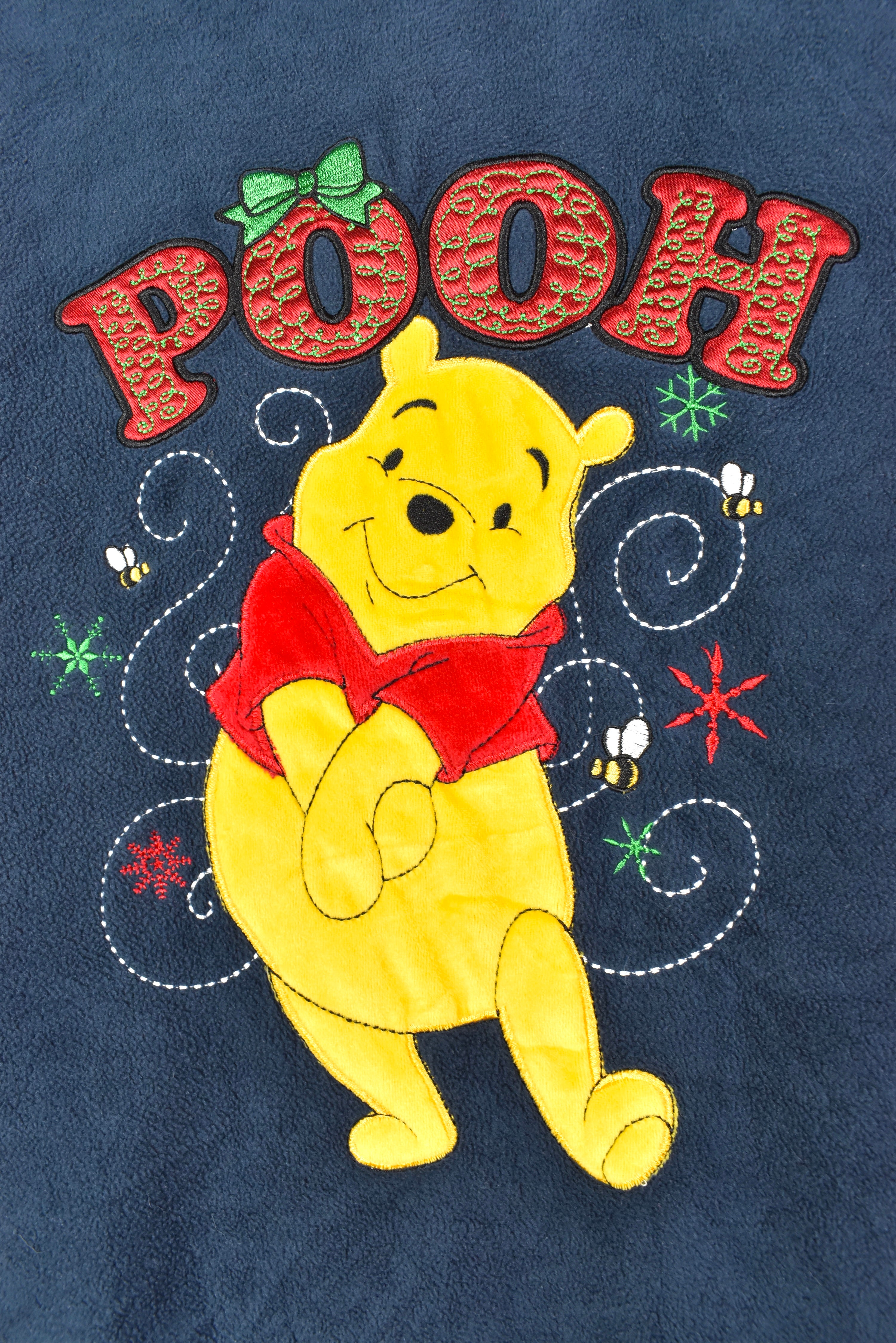 VINTAGE DISNEY POOH EMBROIDERED NAVY FLEECE SWEATSHIRT | LARGE DISNEY / CARTOON