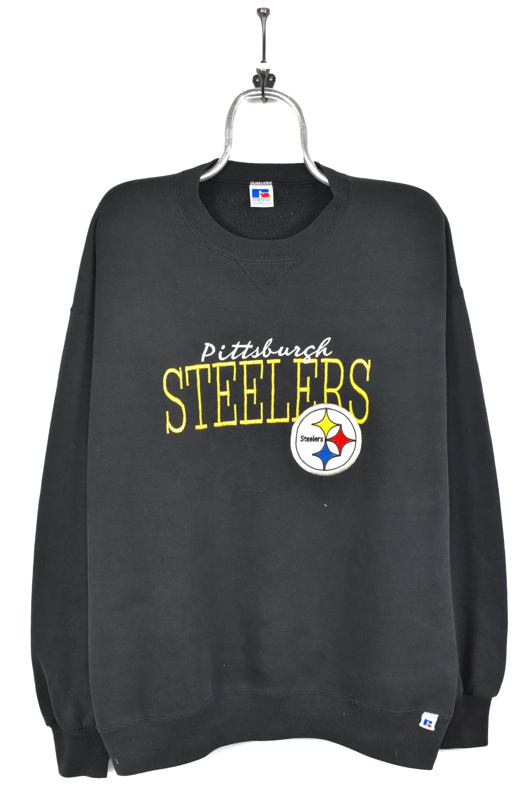 VINTAGE NFL PITTSBURGH STEELERS EMBROIDERED BLACK SWEATSHIRT | XL PRO SPORT