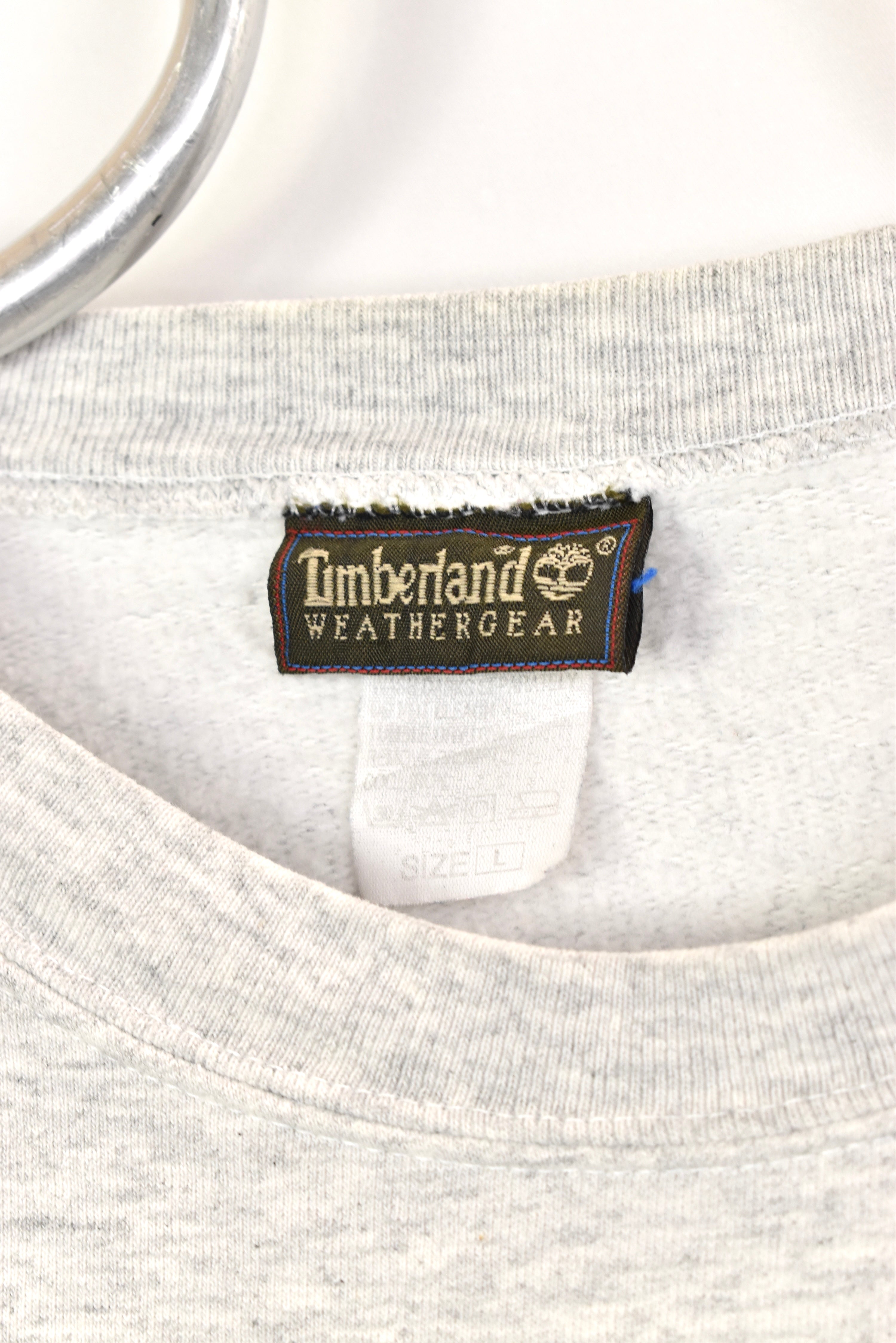 Vintage Timberland sweatshirt, long sleeve grey embroidered crewneck - AU L TIMBERLAND