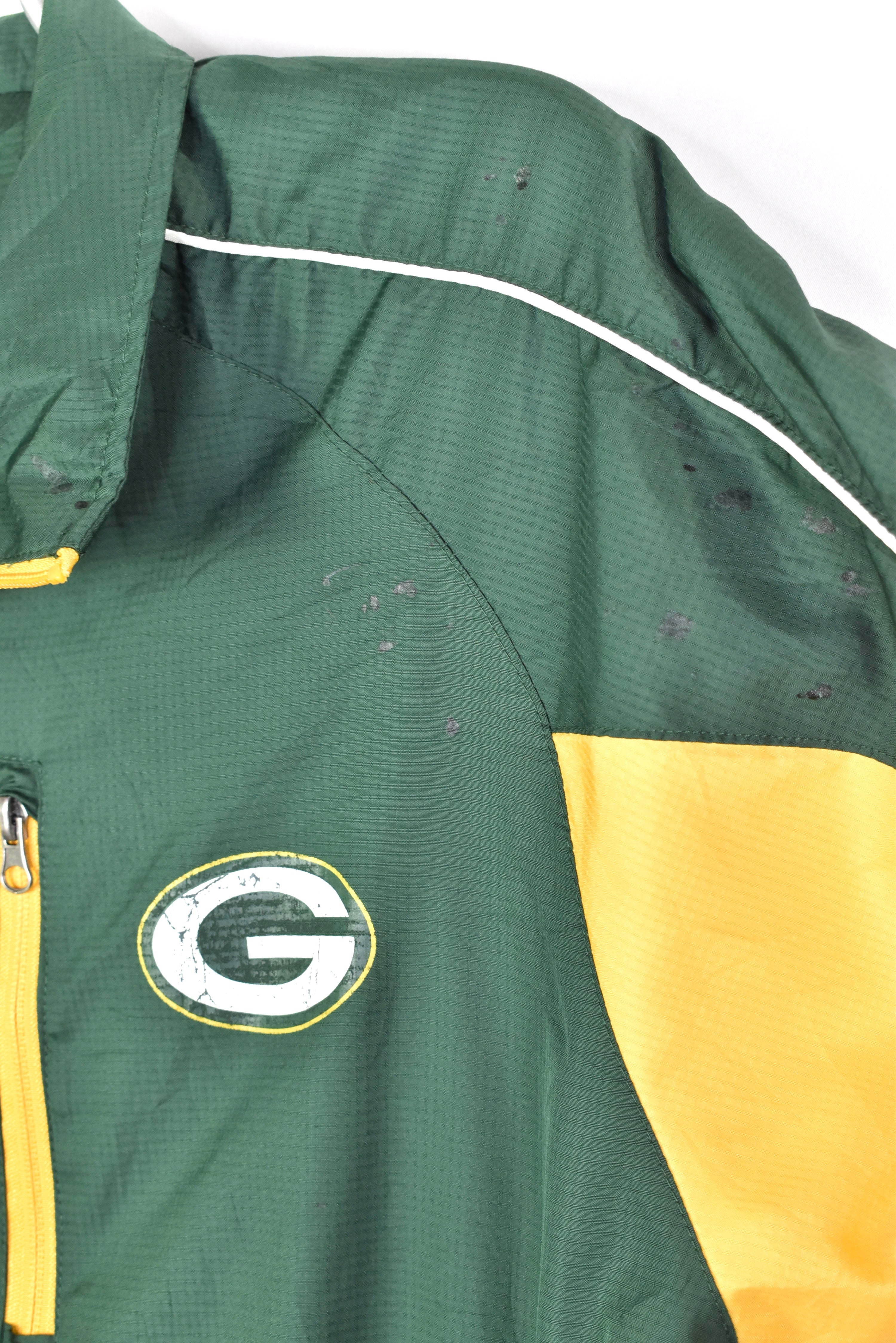 Vintage nfl green bay packers green windbreaker jacket | large PRO SPORT