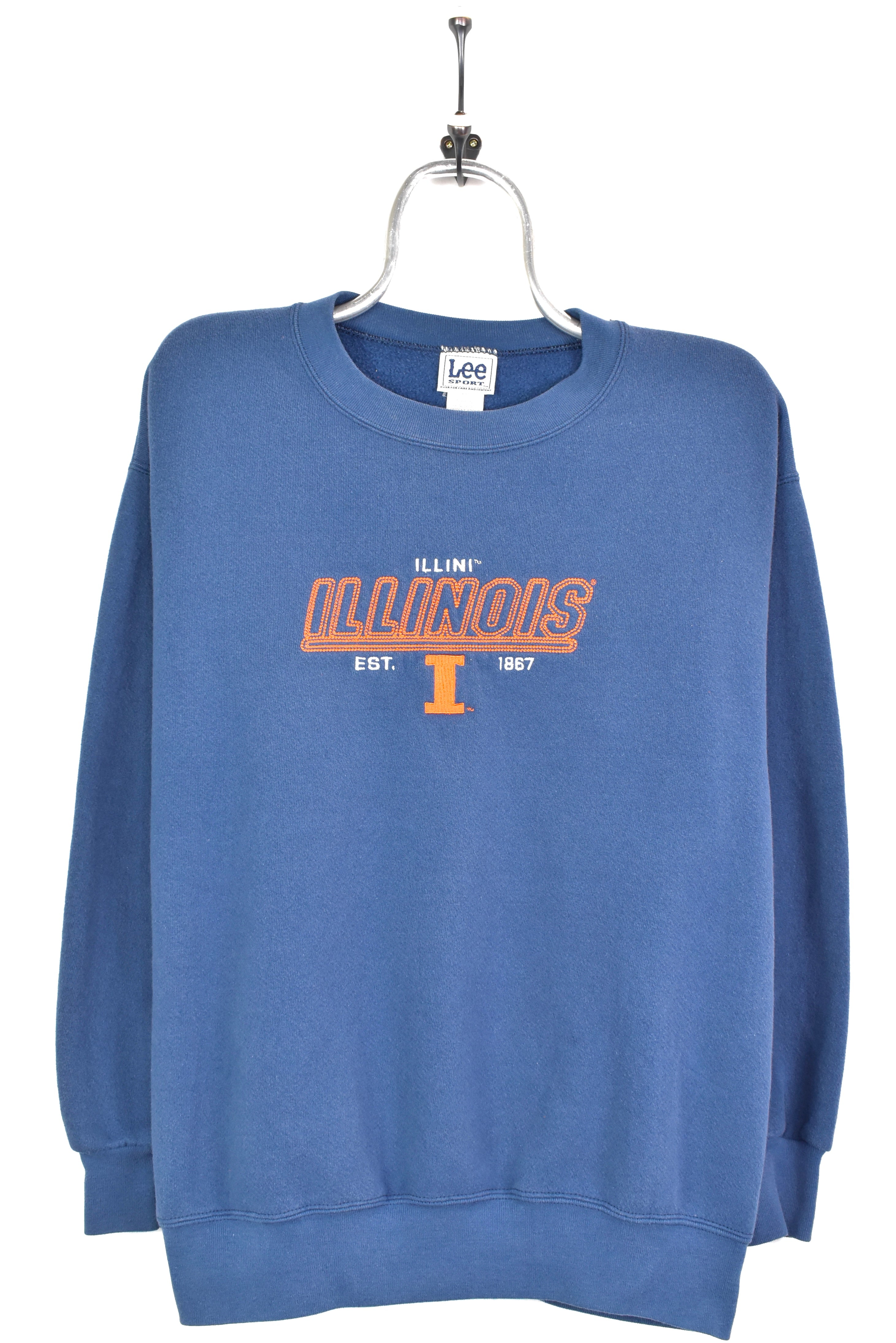 VINTAGE ILLINOIS UNIVERSITY EMBROIDERED NAVY SWEATSHIRT | LARGE COLLEGE