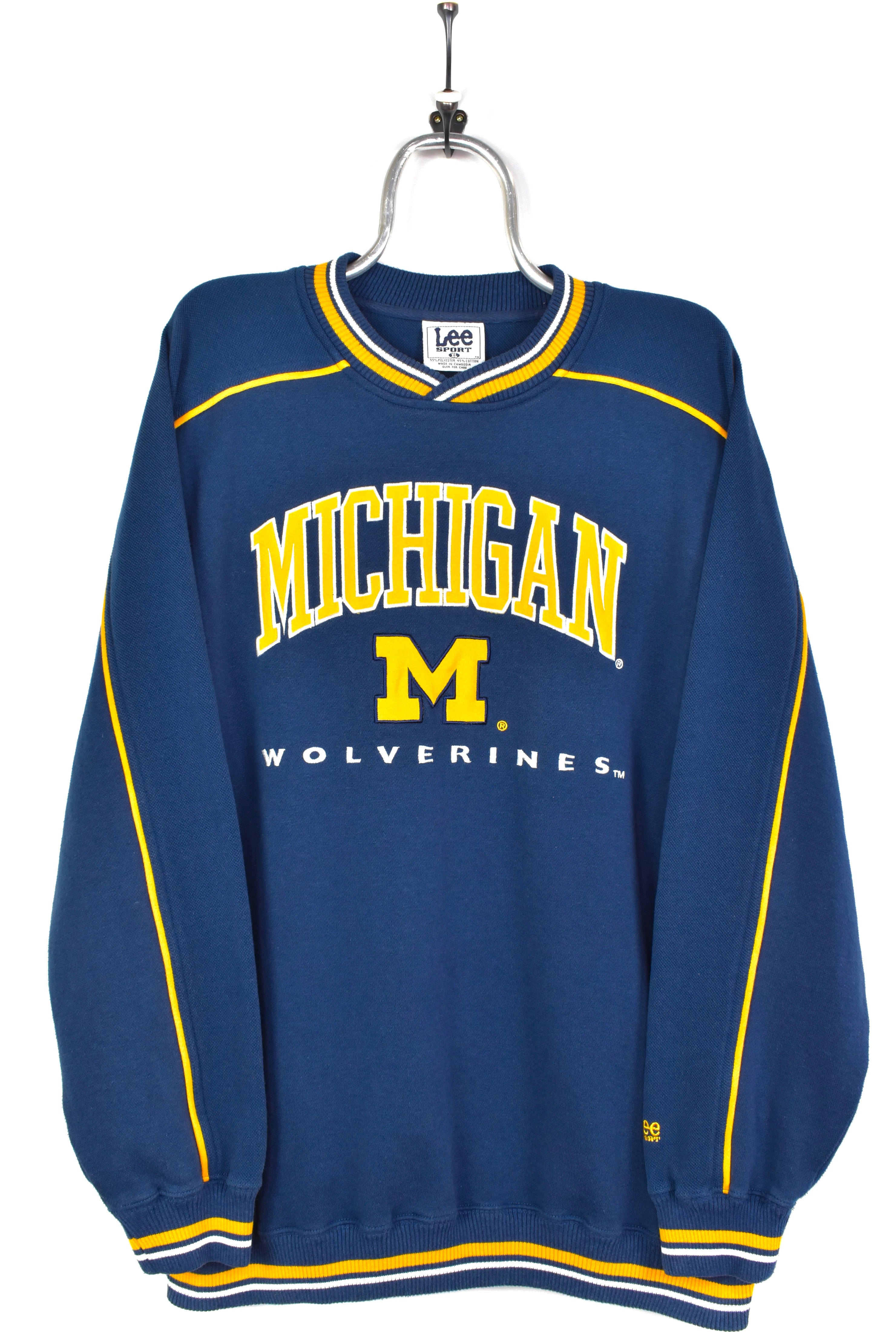 VINTAGE MICHIGAN UNIVERSITY EMBROIDERED NAVY SWEATSHIRT | XXL COLLEGE