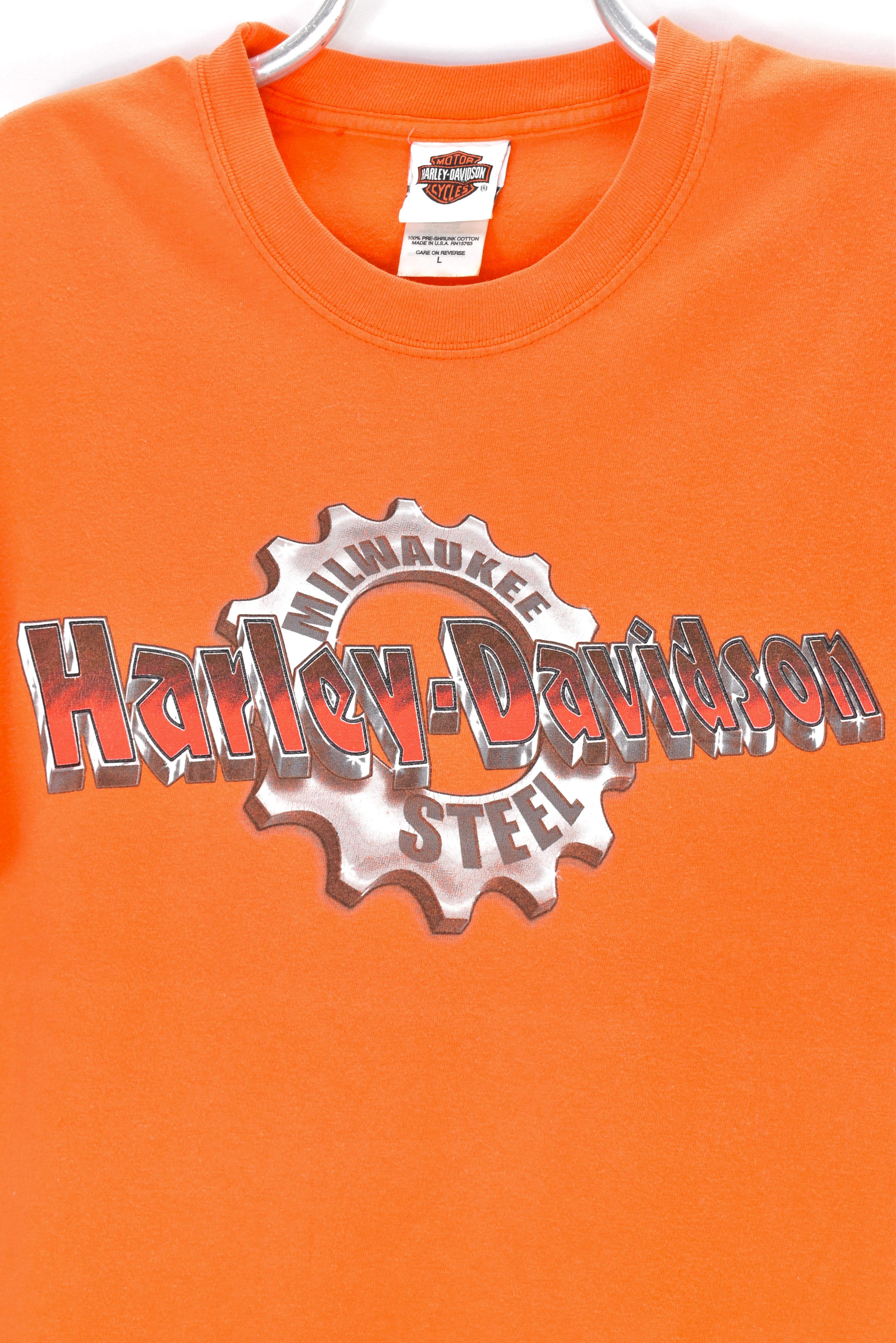 VINTAGE HARLEY DAVIDSON ORANGE T-SHIRT | LARGE HARLEY DAVIDSON