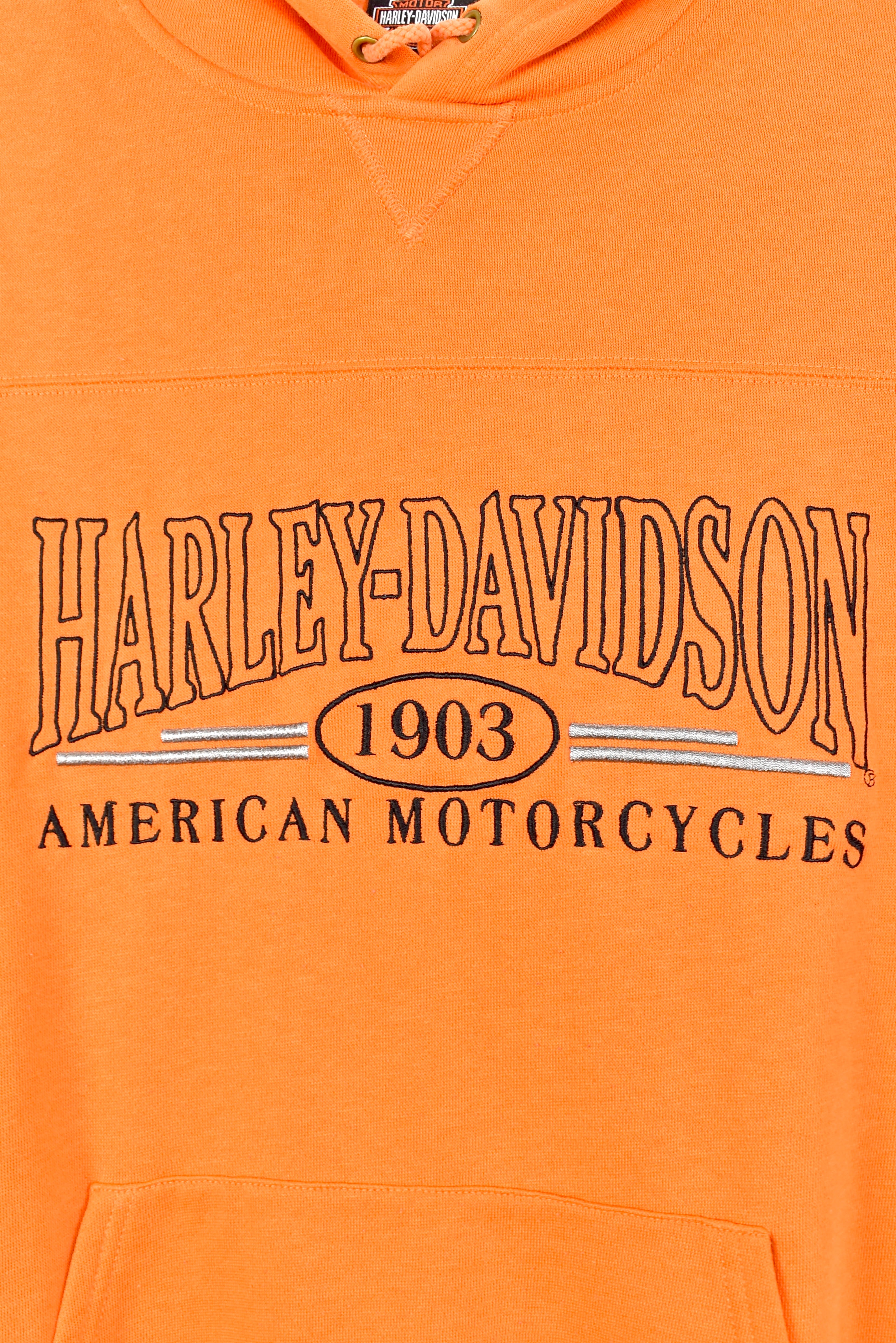 Vintage harley davidson embroidered orange hoodie | xl HARLEY DAVIDSON