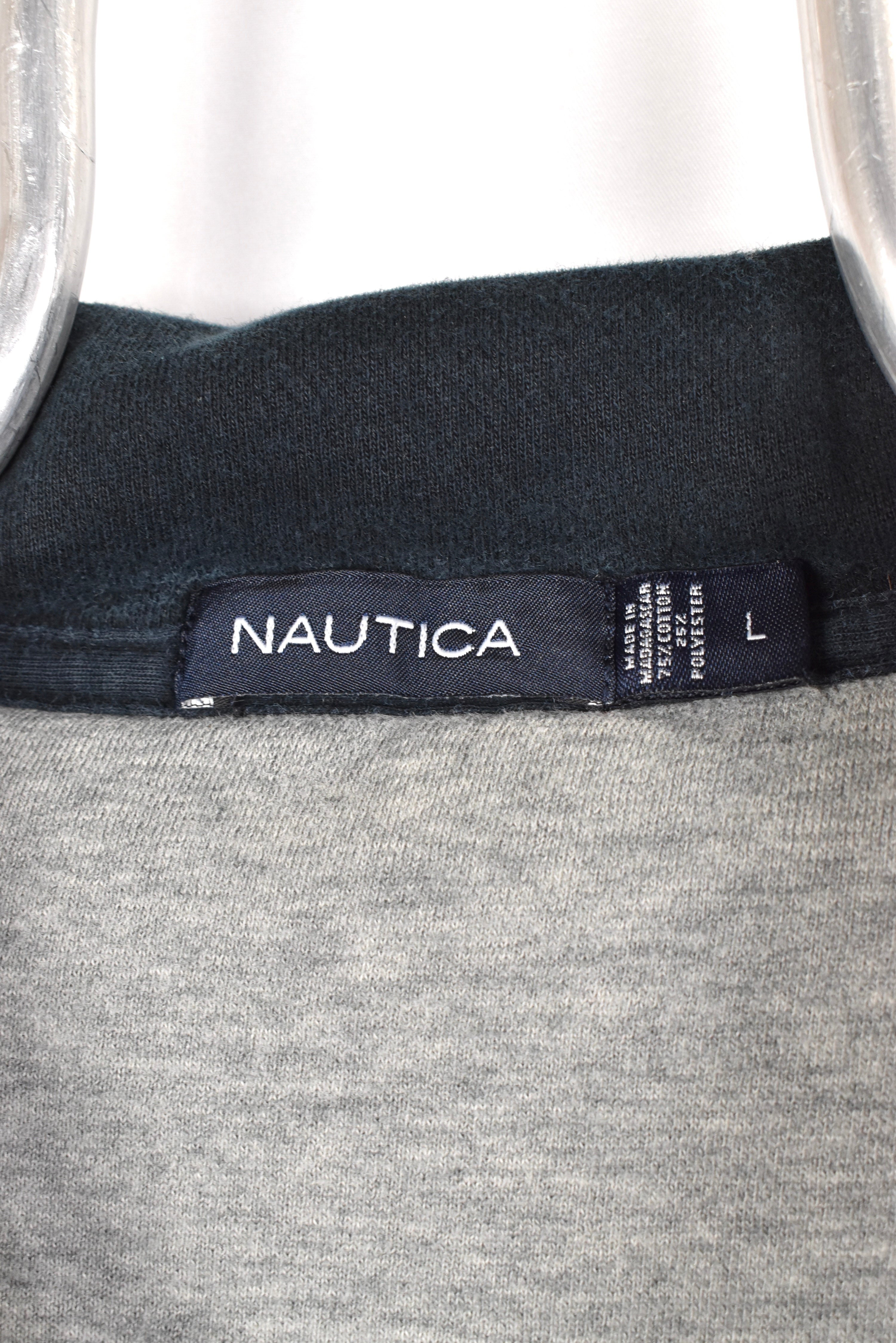 Vintage Nautica sweatshirt, black embroidered 1/4 zip jumper - AU L NAUTICA