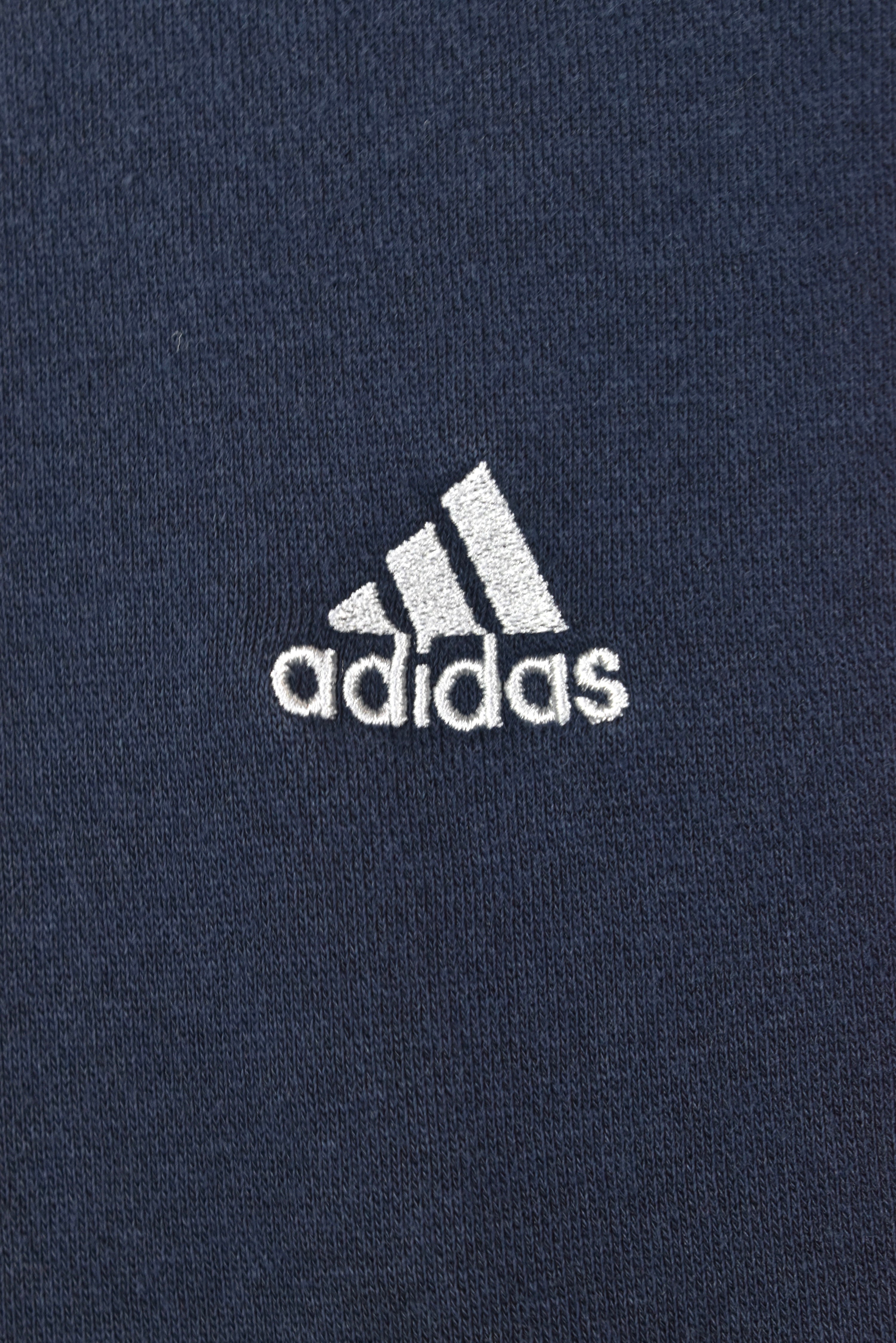 VINTAGE ADIDAS EMBROIDERED NAVY HOODIE | XXL ADIDAS