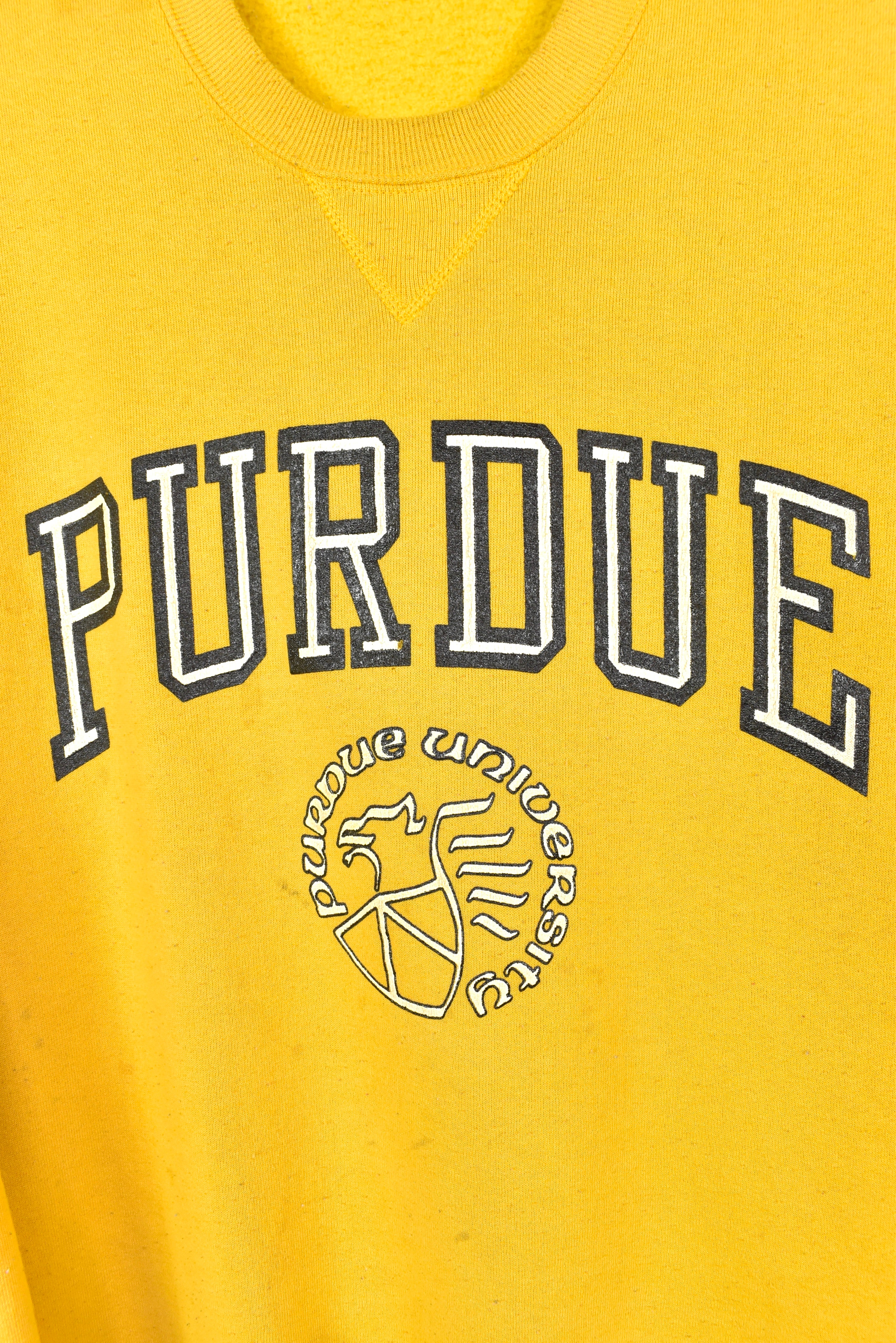 VINTAGE PURDUE UNIVERSITY YELLOW SWEATSHIRT | LARGE COLLEGE
