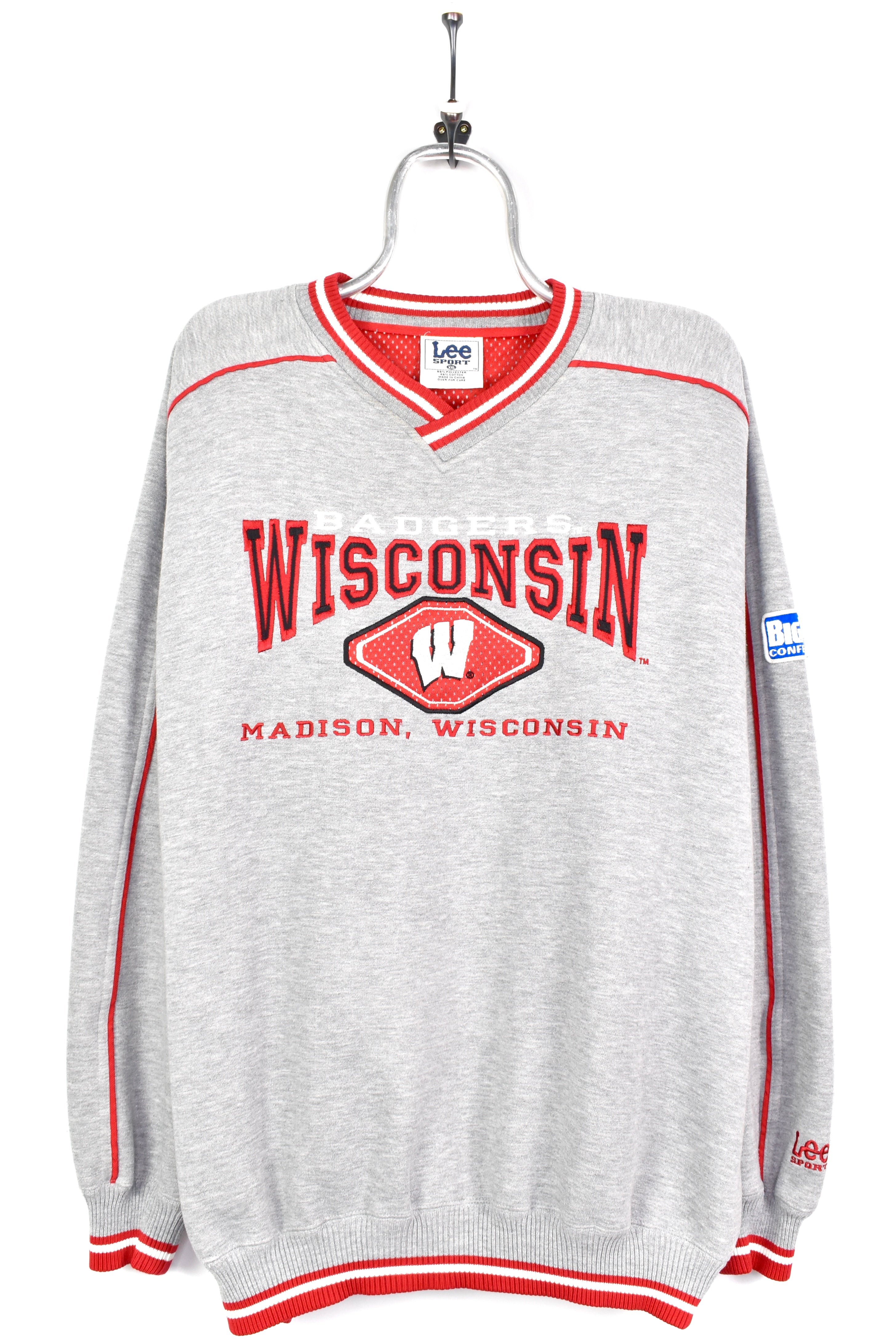 VINTAGE WISCONSIN UNIVERSITY EMBROIDERED GREY SWEATSHIRT | XXL COLLEGE