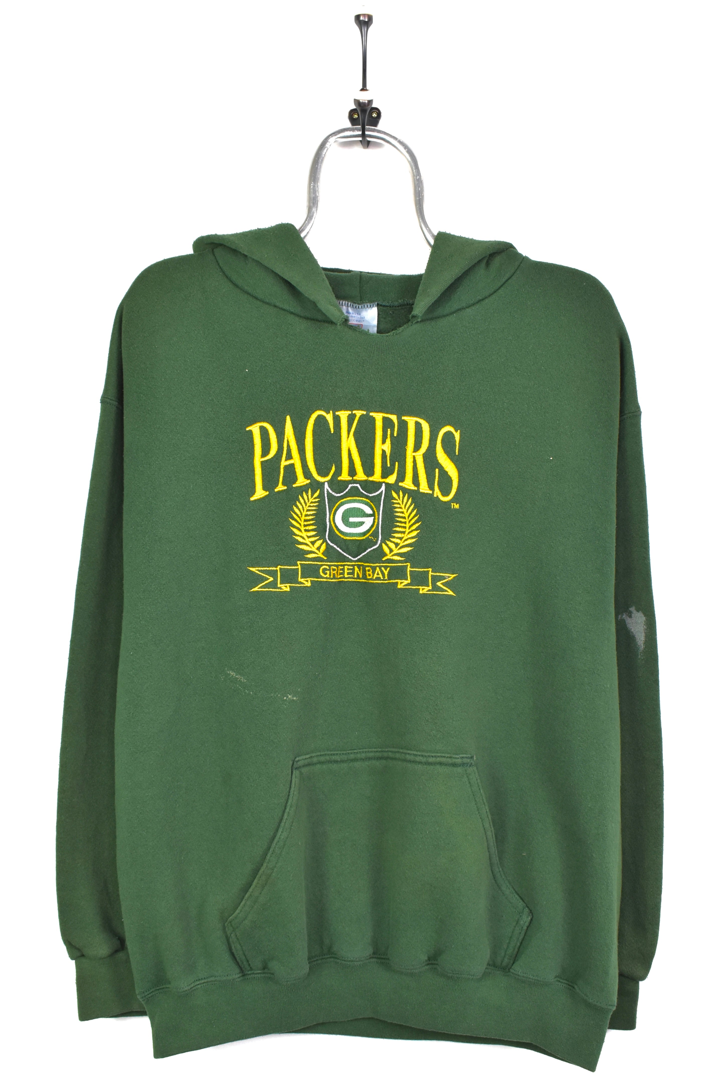 Vintage Green Bay Packers hoodie, NFL embroidered sweatshirt - large, green PRO SPORT