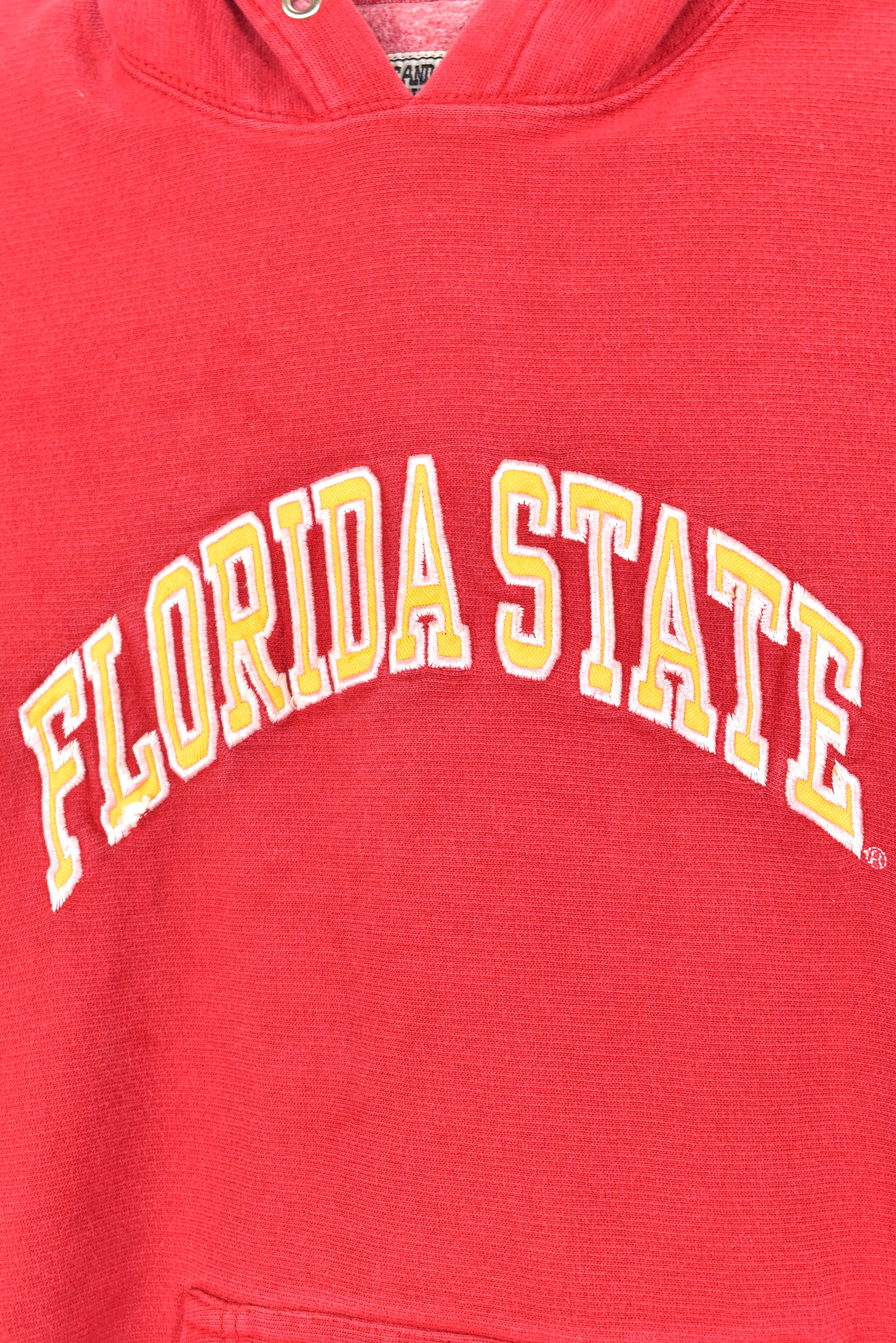 VINTAGE FLORIDA STATE UNIVERSITY EMBROIDERED RED HOODIE | MEDIUM COLLEGE