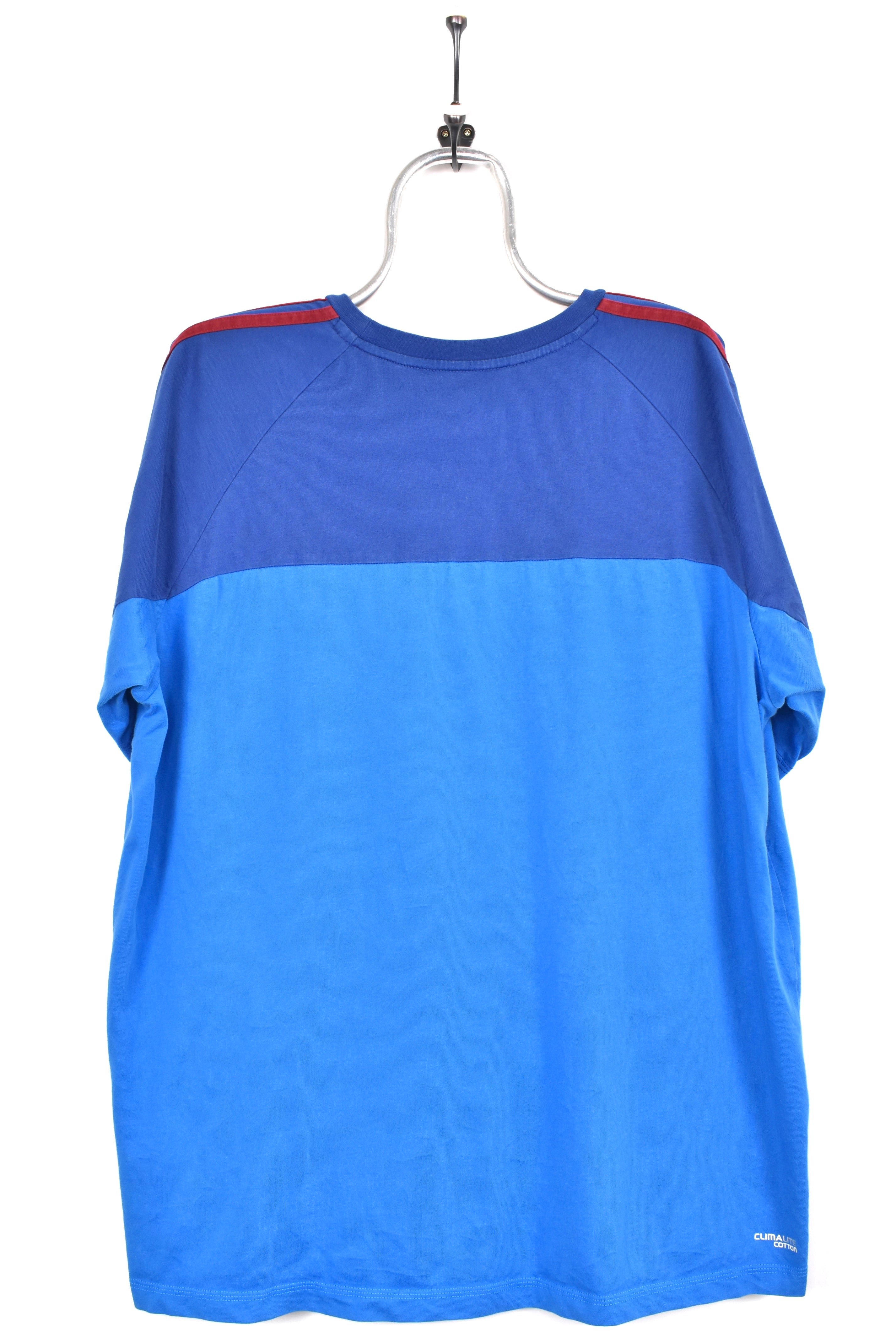 Modern Adidas shirt, blue embroidered tee - AU XXL ADIDAS