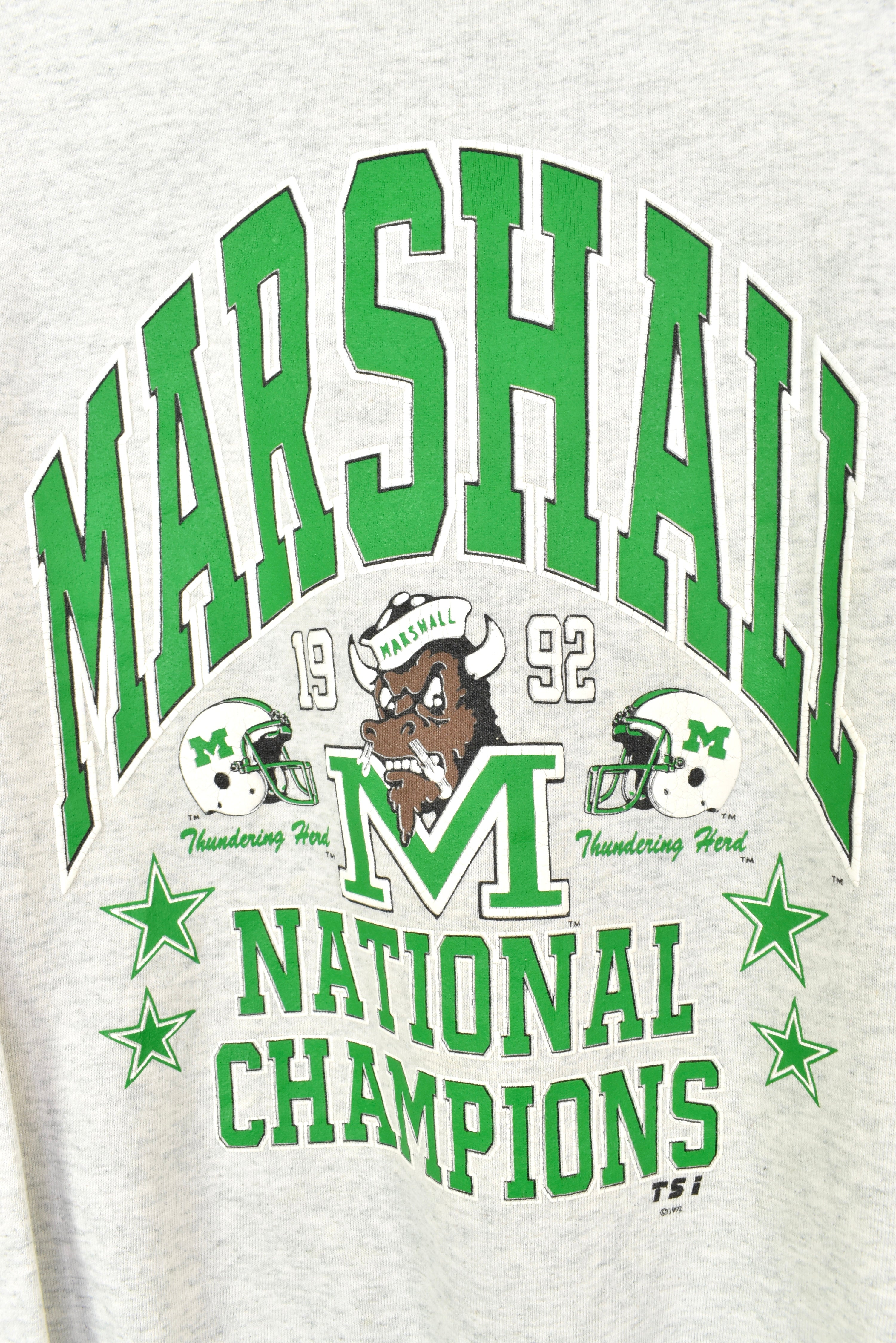 VINTAGE 1992 MARSHALL UNIVERSITY GREY SWEATSHIRT | LARGE COLLEGE