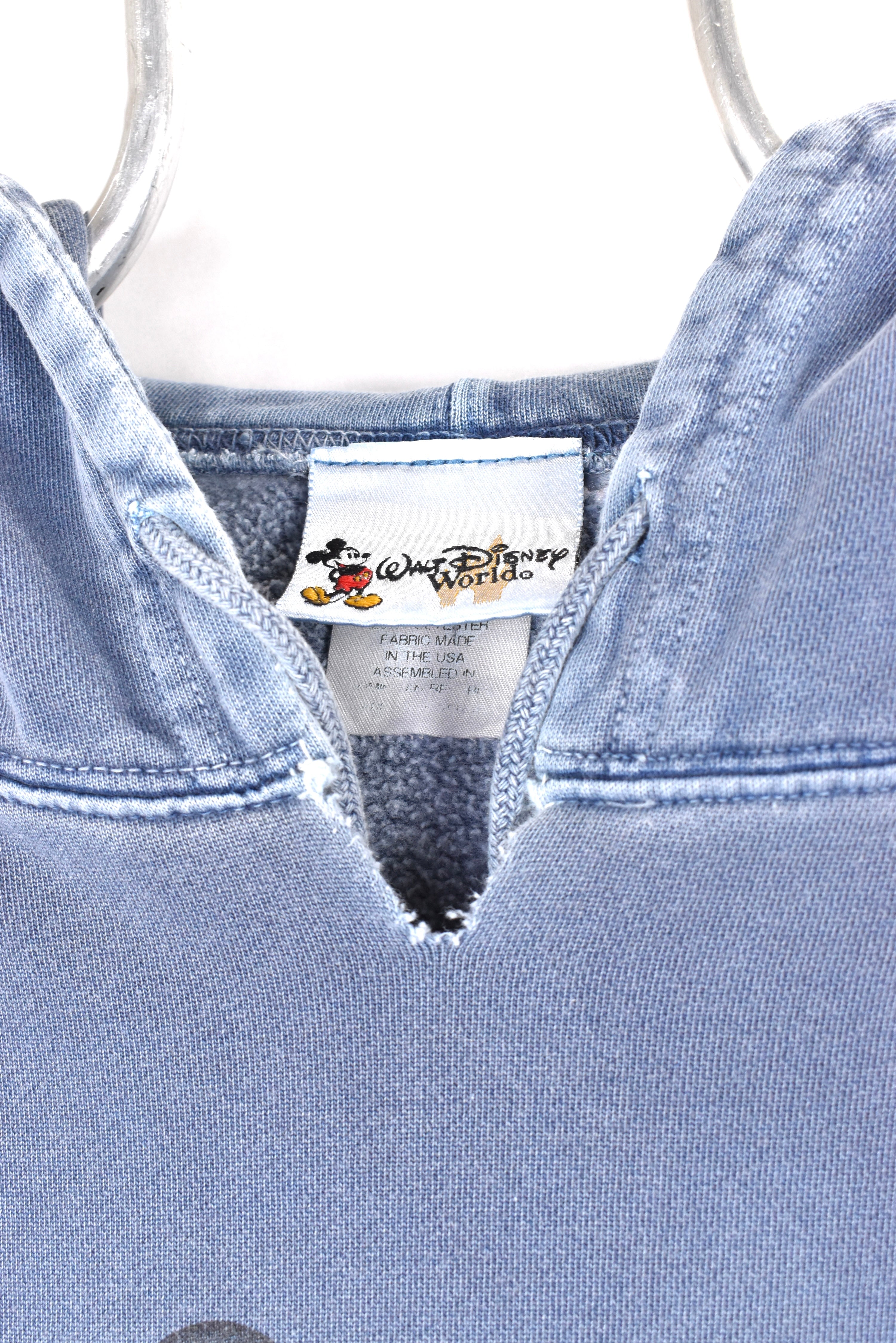 Vintage Mickey Mouse hoodie, long sleeve blue graphic sweatshirt - AU L DISNEY / CARTOON