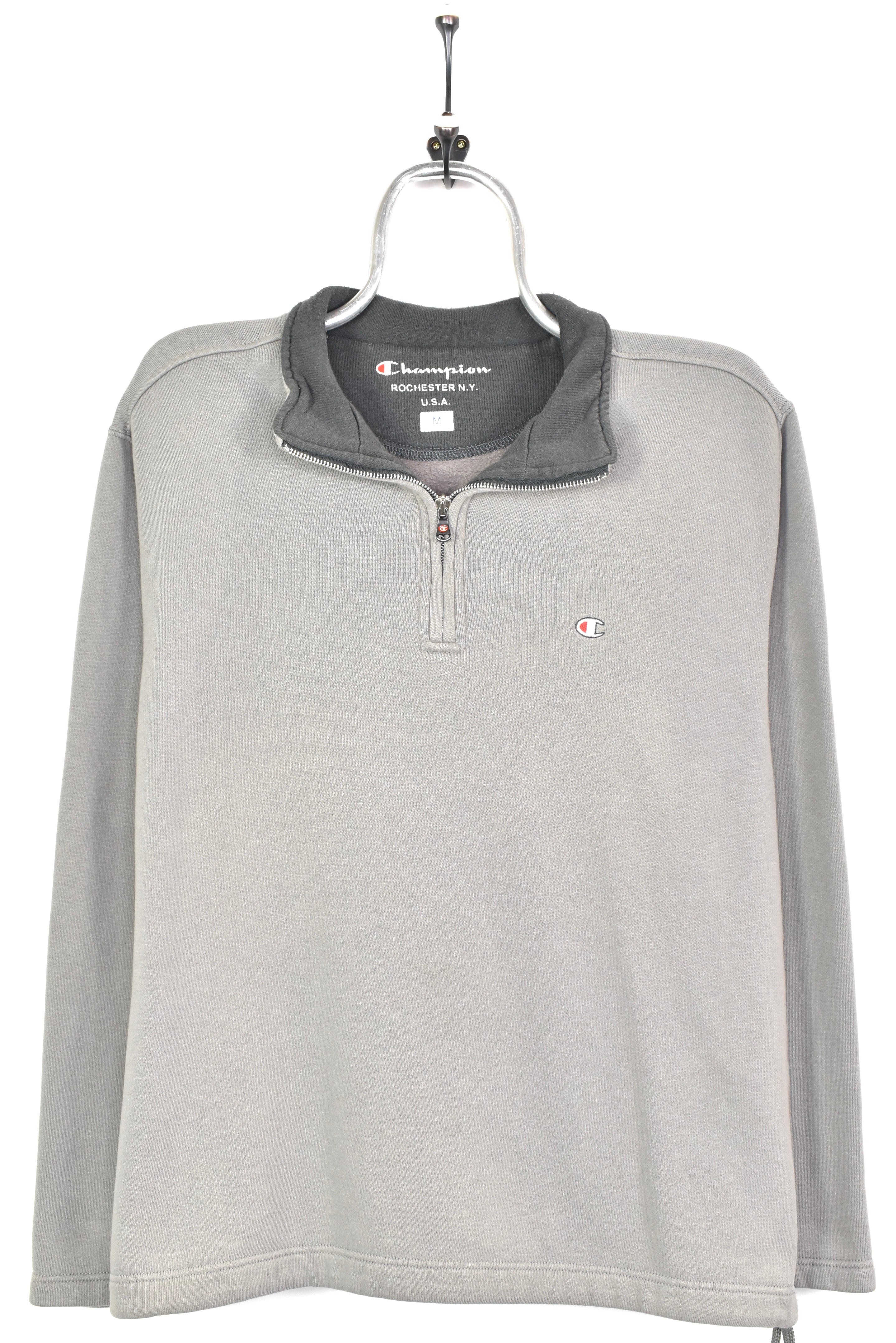VINTAGE CHAMPION EMBROIDERED GREY 1/4 ZIP SWEATSHIRT | MEDIUM CHAMPION