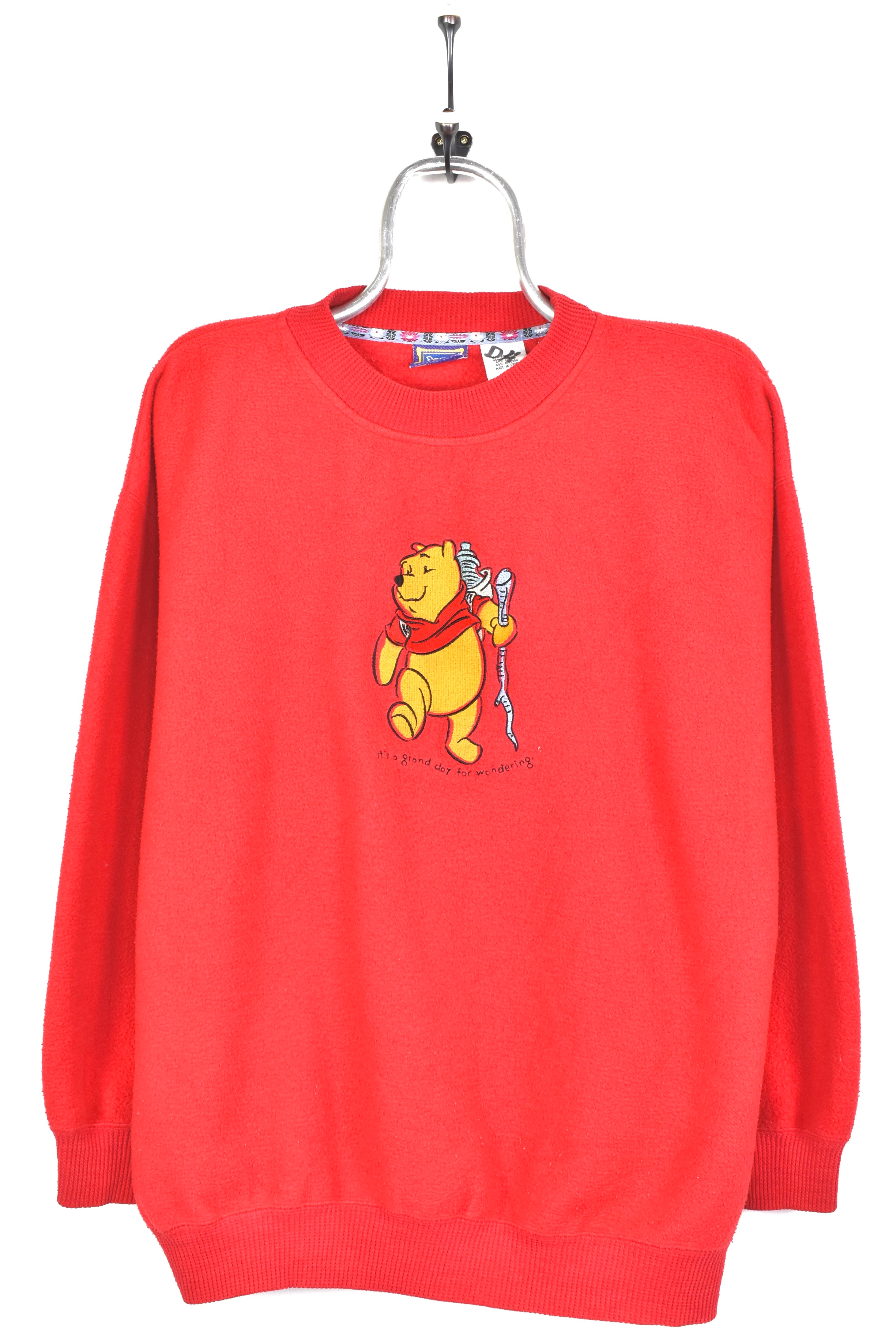 VINTAGE DISNEY WINNIE THE POOH RED FLEECE SWEATSHIRT | LARGE DISNEY / CARTOON
