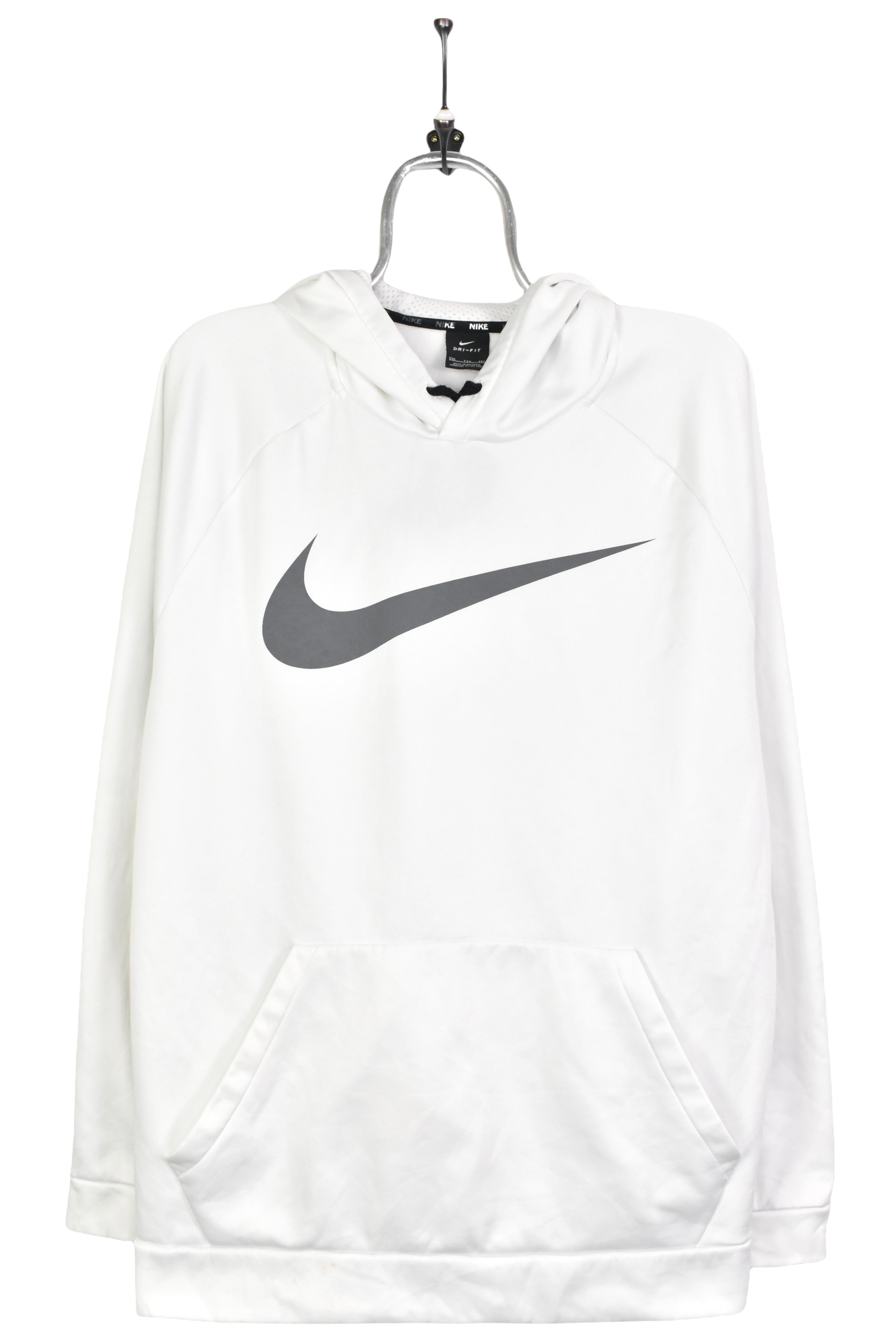 Vintage Nike hoodie, pullover swoosh graphic sweatshirt - XXL, white NIKE