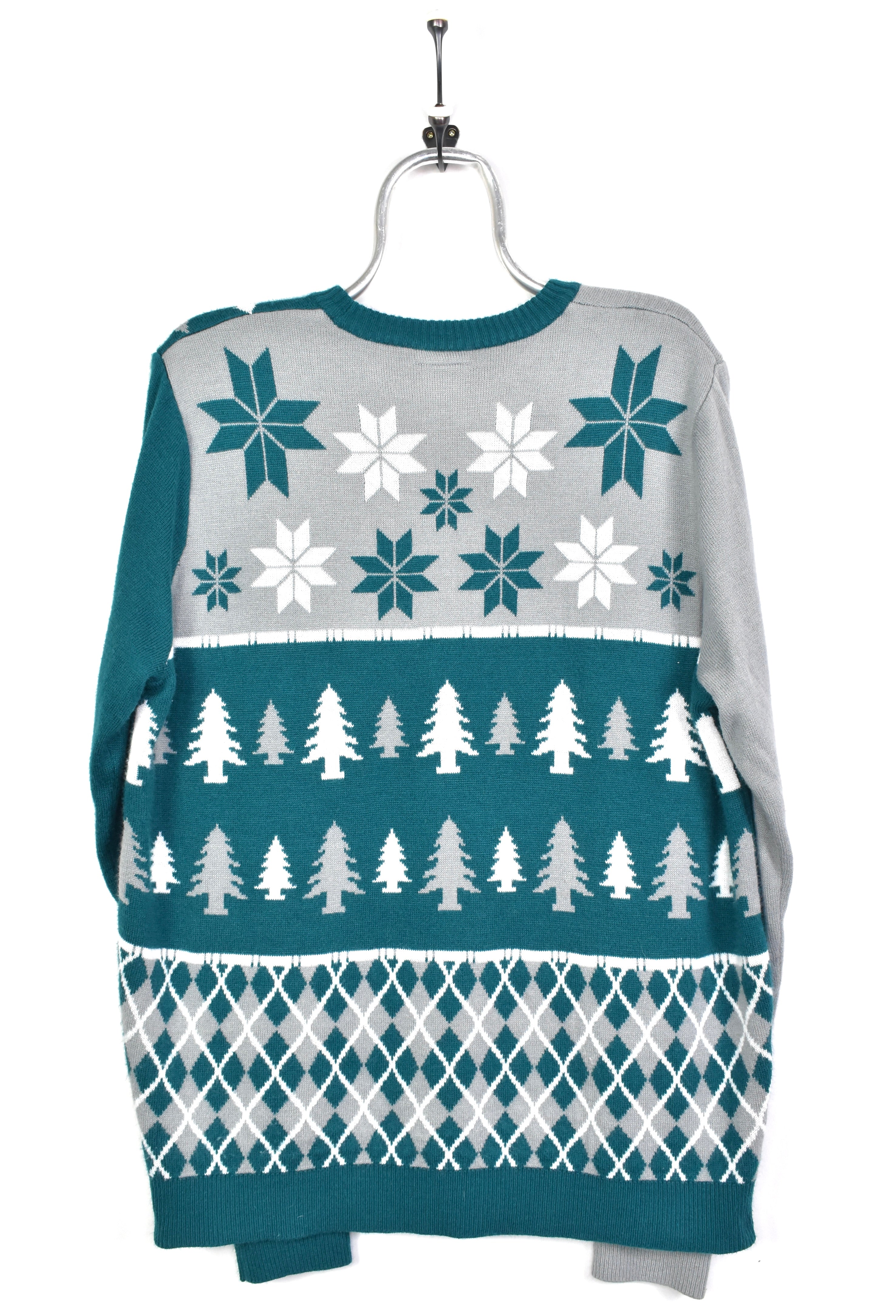 Modern Philadelphia eagles sweatshirt, Christmas graphic knit crewneck - large, green PRO SPORT