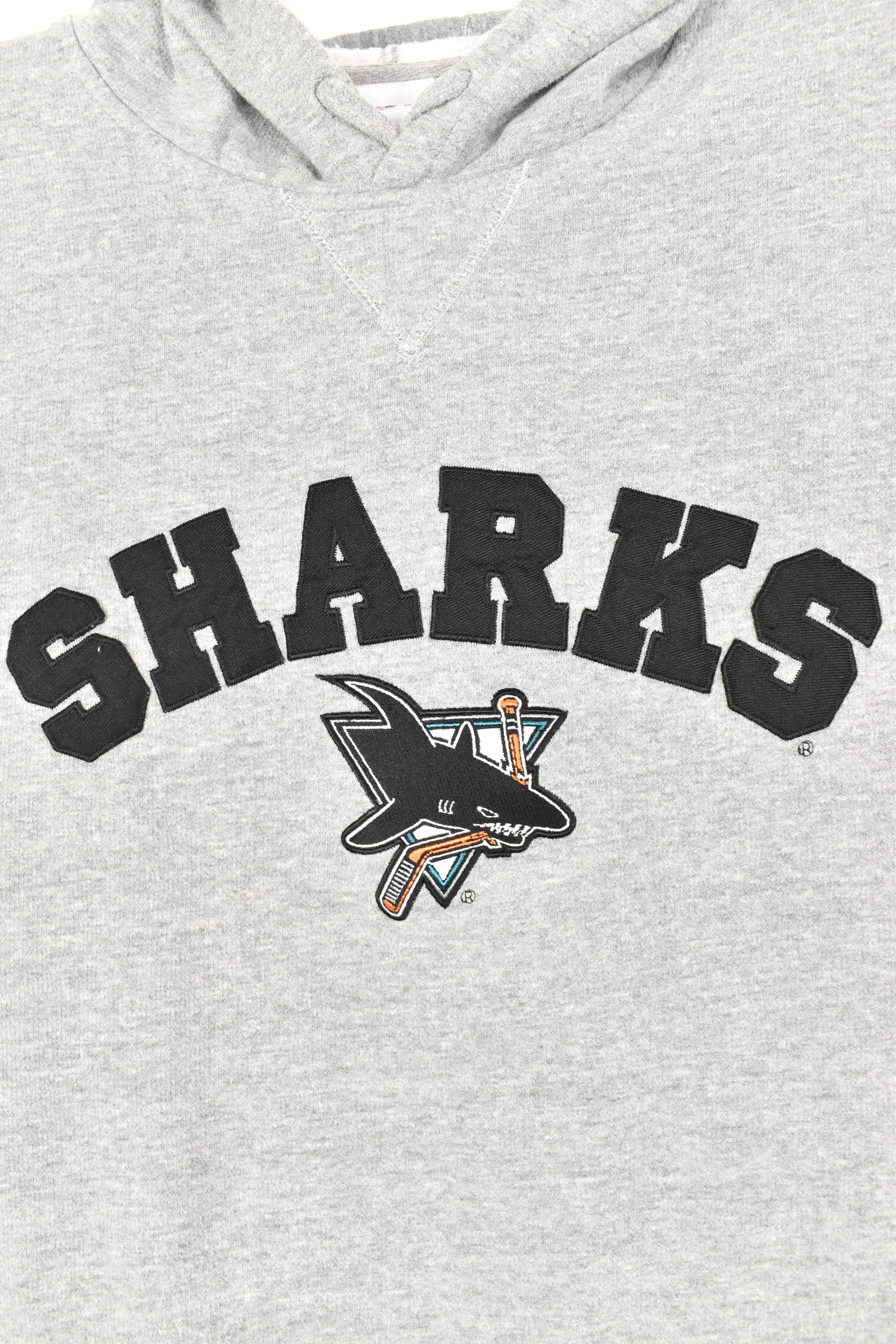 VINTAGE NHL SAN JOSE SHARKS EMBROIDERED GREY HOODIE | XL PRO SPORT