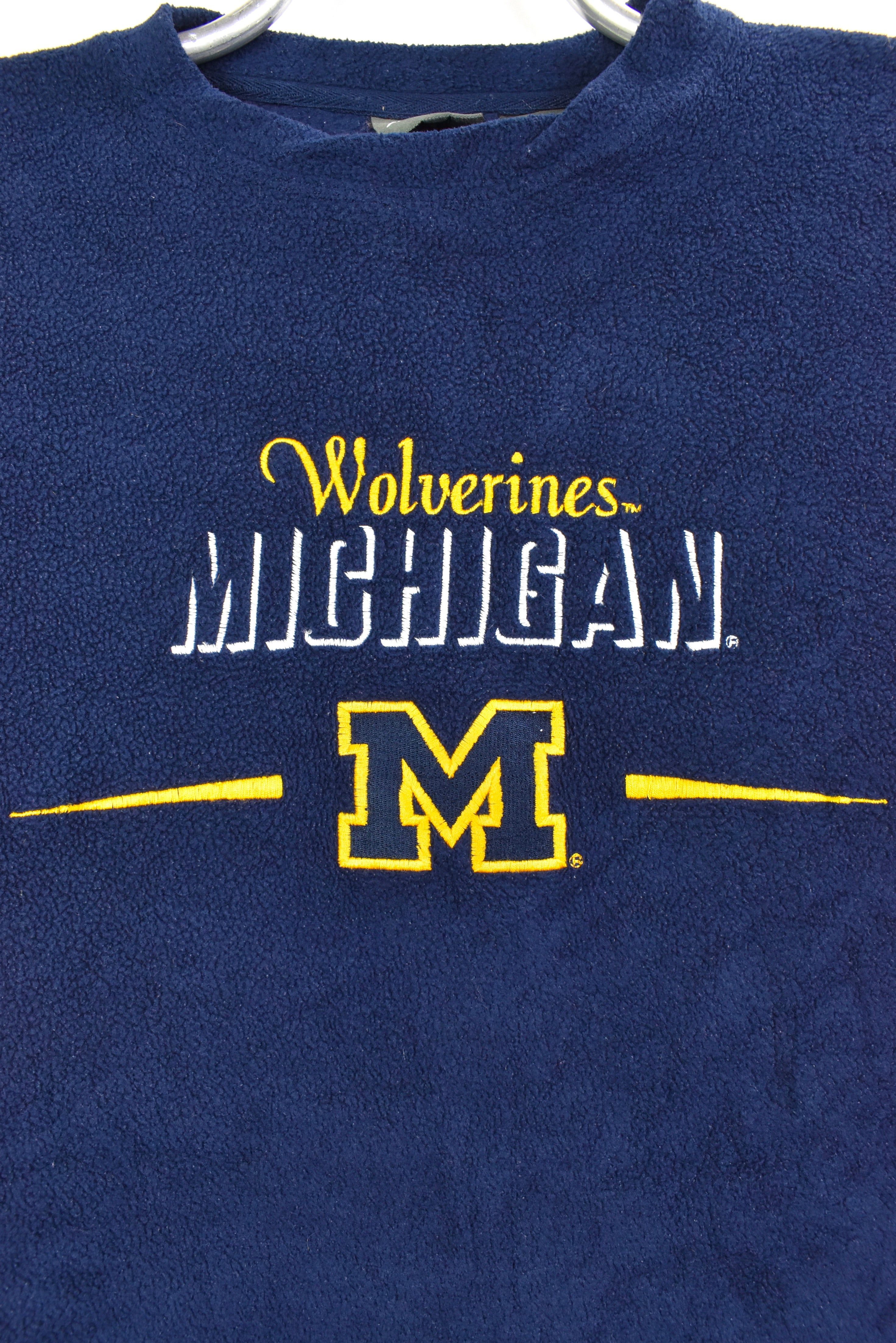 Vintage Michigan University Wolverines embroidered navy fleece sweatshirt | XL COLLEGE