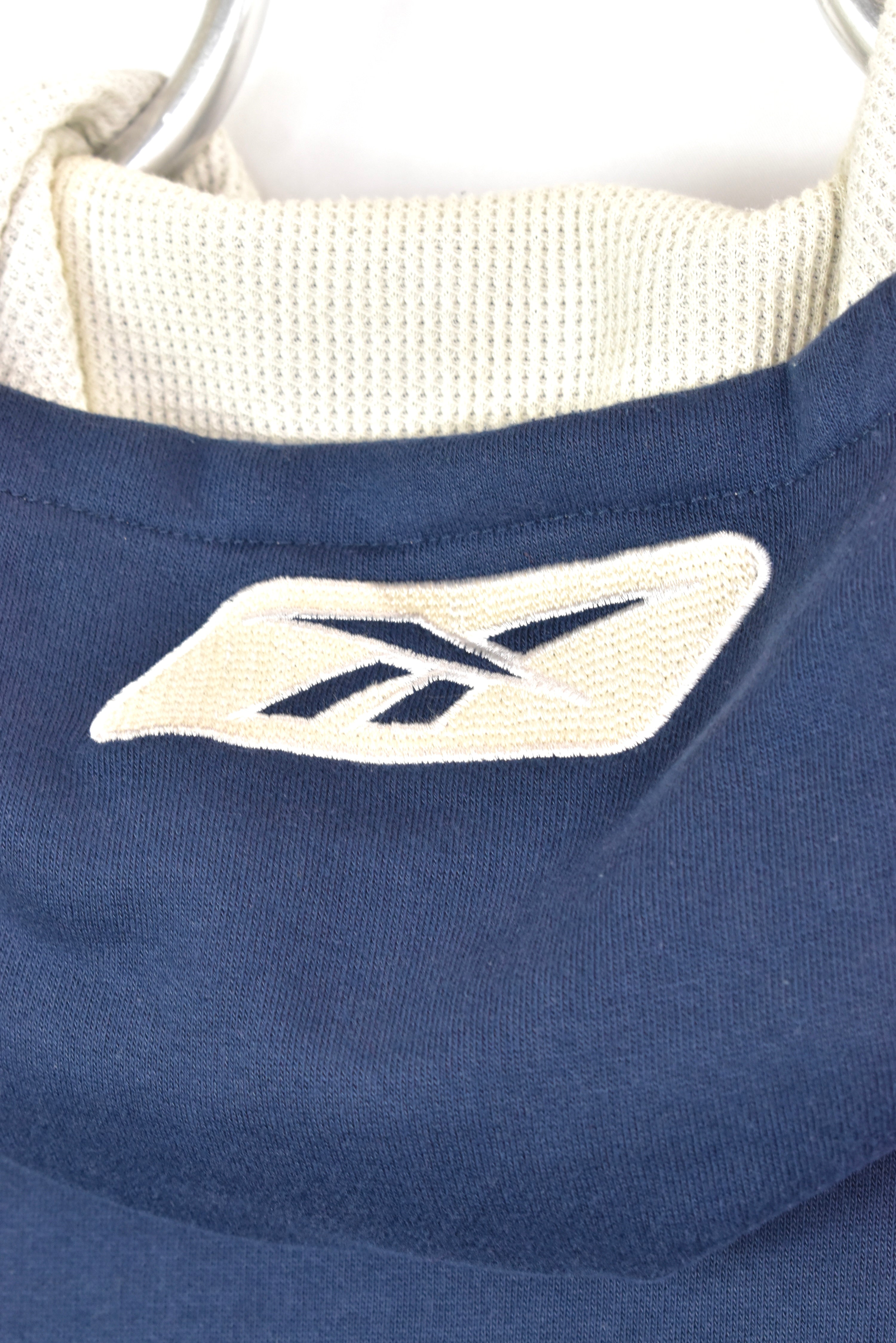 VINTAGE REEBOK EMBROIDERED NAVY HOODIE | XL REEBOK