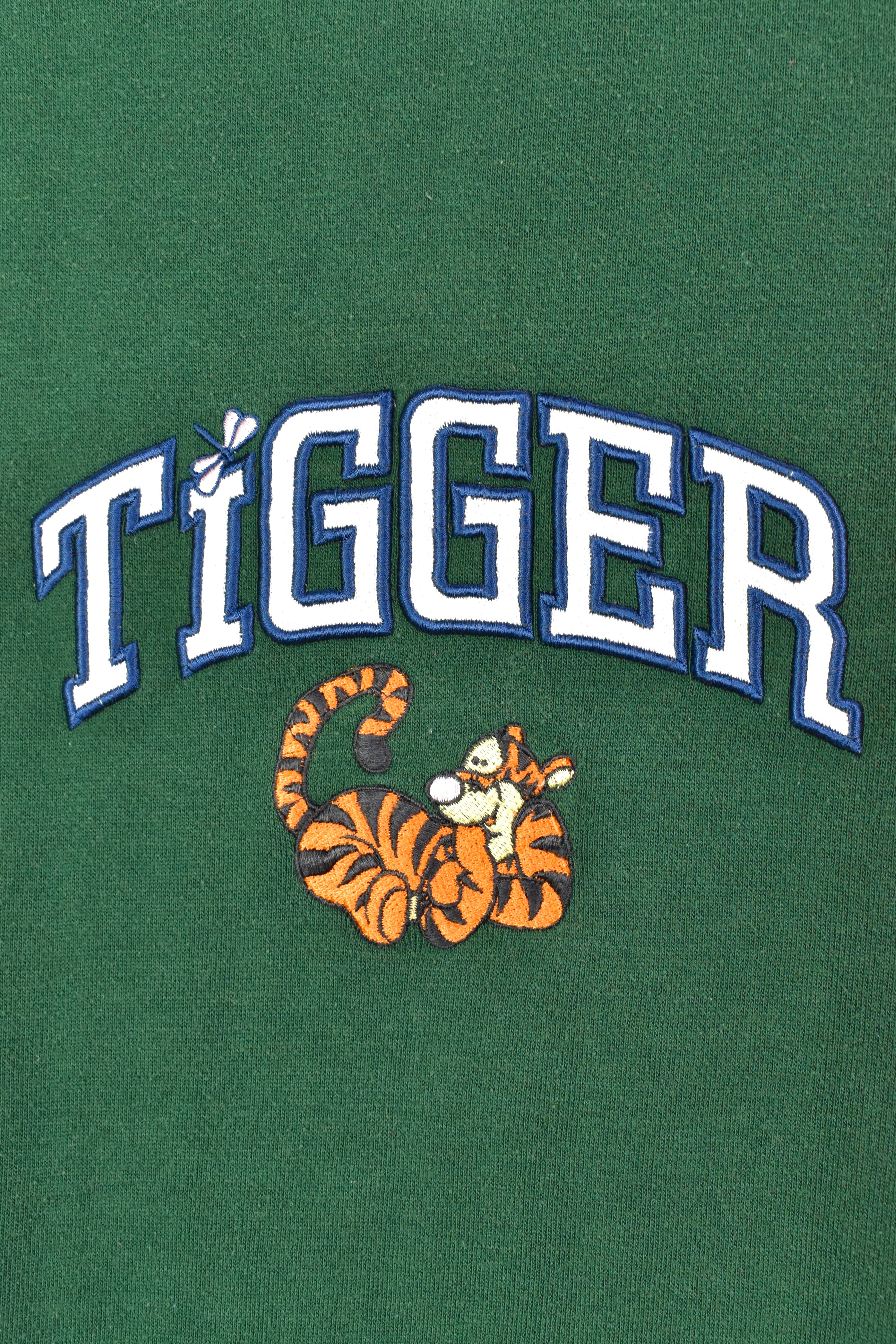 VINTAGE DISNEY TIGGER EMBROIDERED GREEN SWEATSHIRT | LARGE DISNEY / CARTOON
