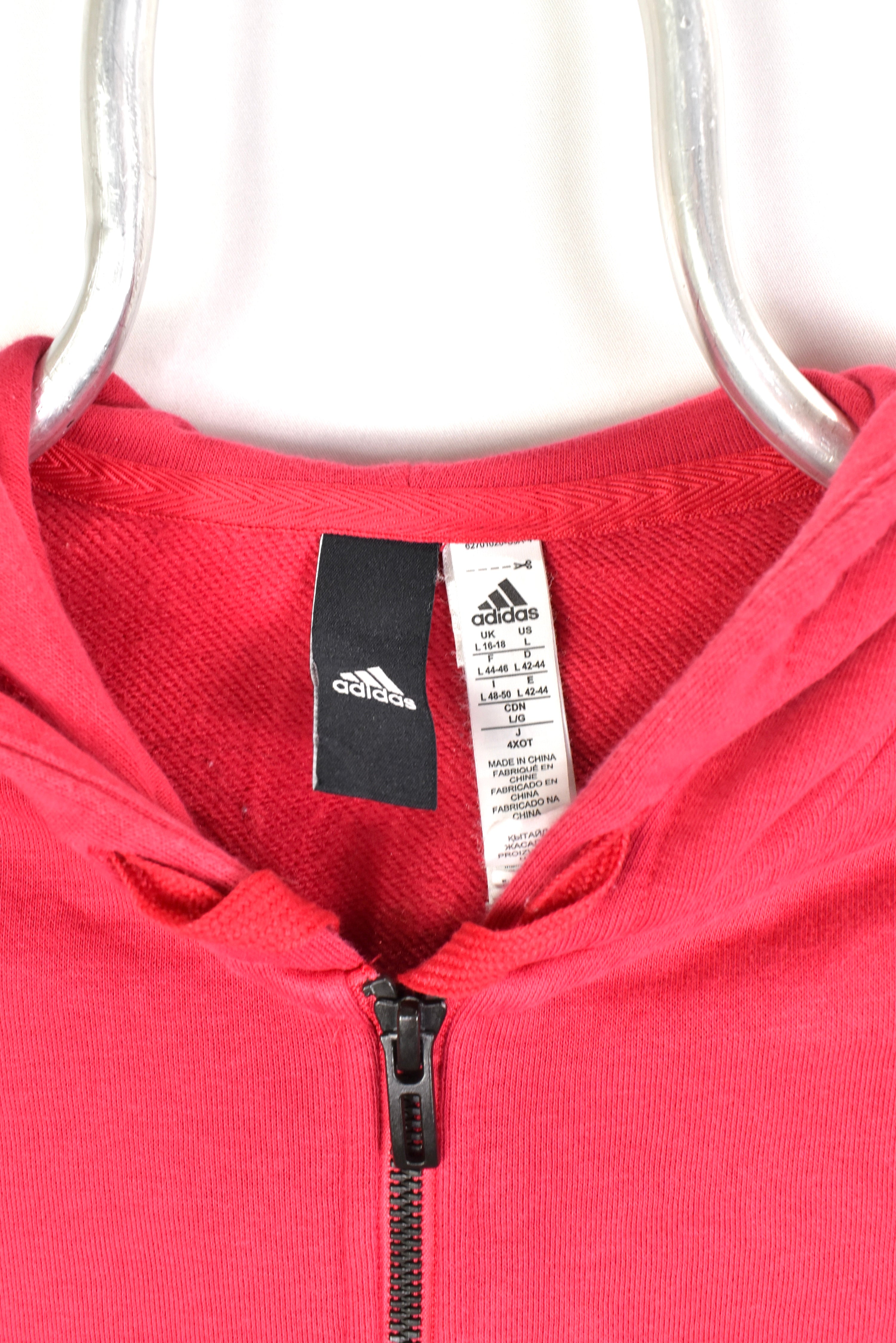 Women's modern Adidas hoodie, full zip hooded sweatshirt - medium, pink ADIDAS