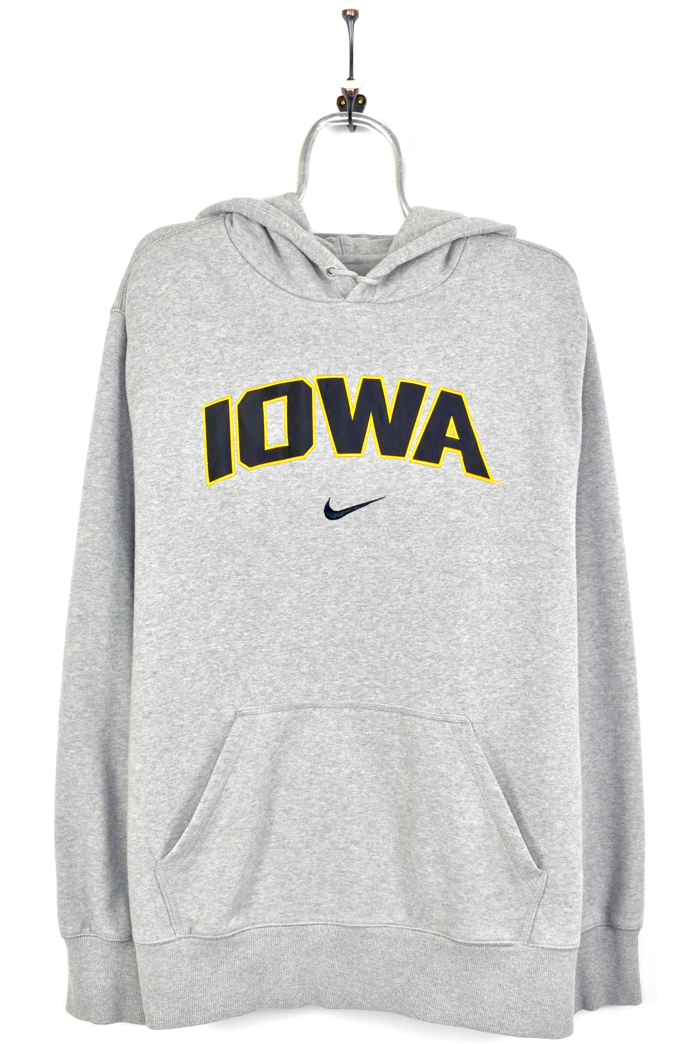 VINTAGE NIKE IOWA UNIVERSITY EMBROIDERED GREY HOODIE | XXL COLLEGE