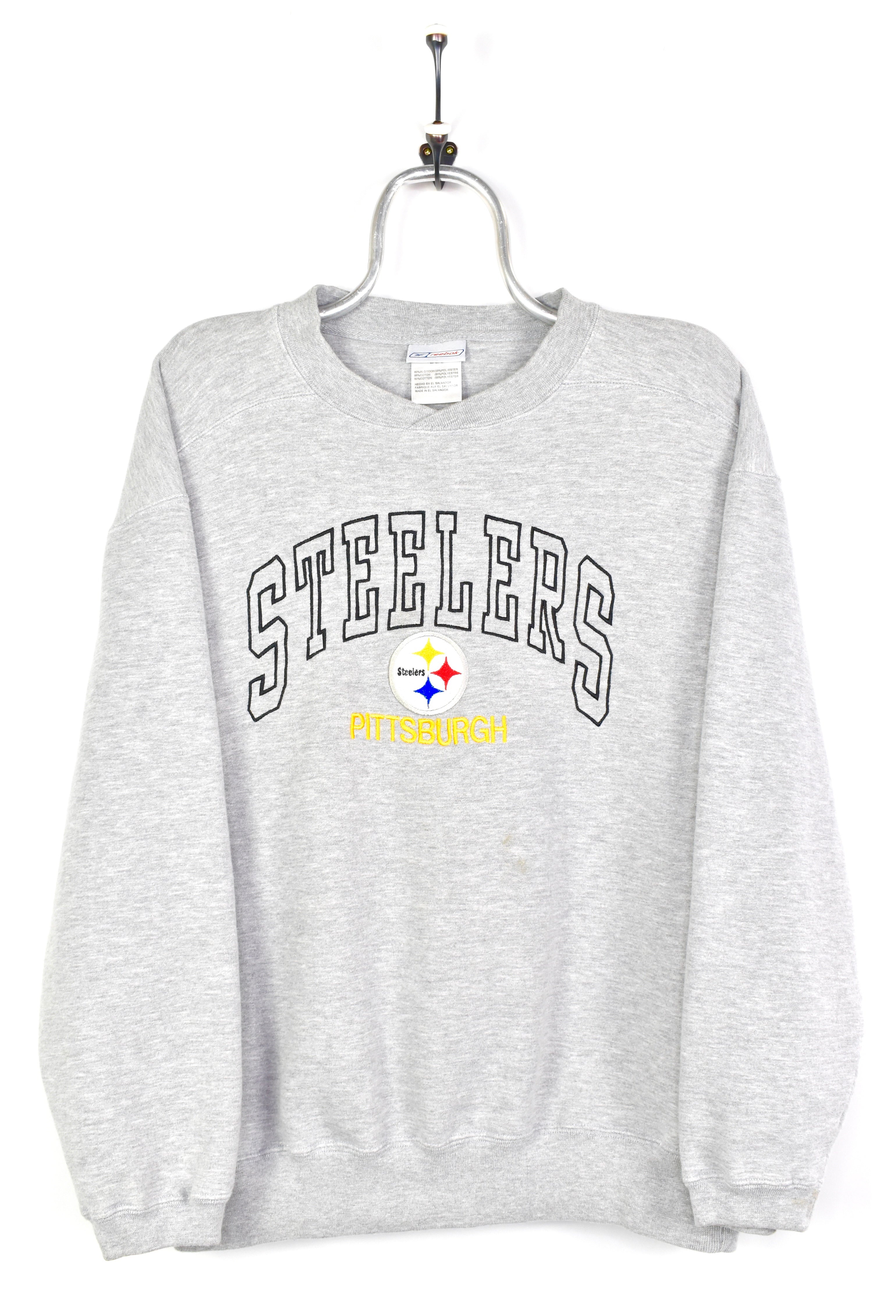 VINTAGE NFL PITTSBURGH STEELERS EMBROIDERED GREY SWEATSHIRT | XL PRO SPORT