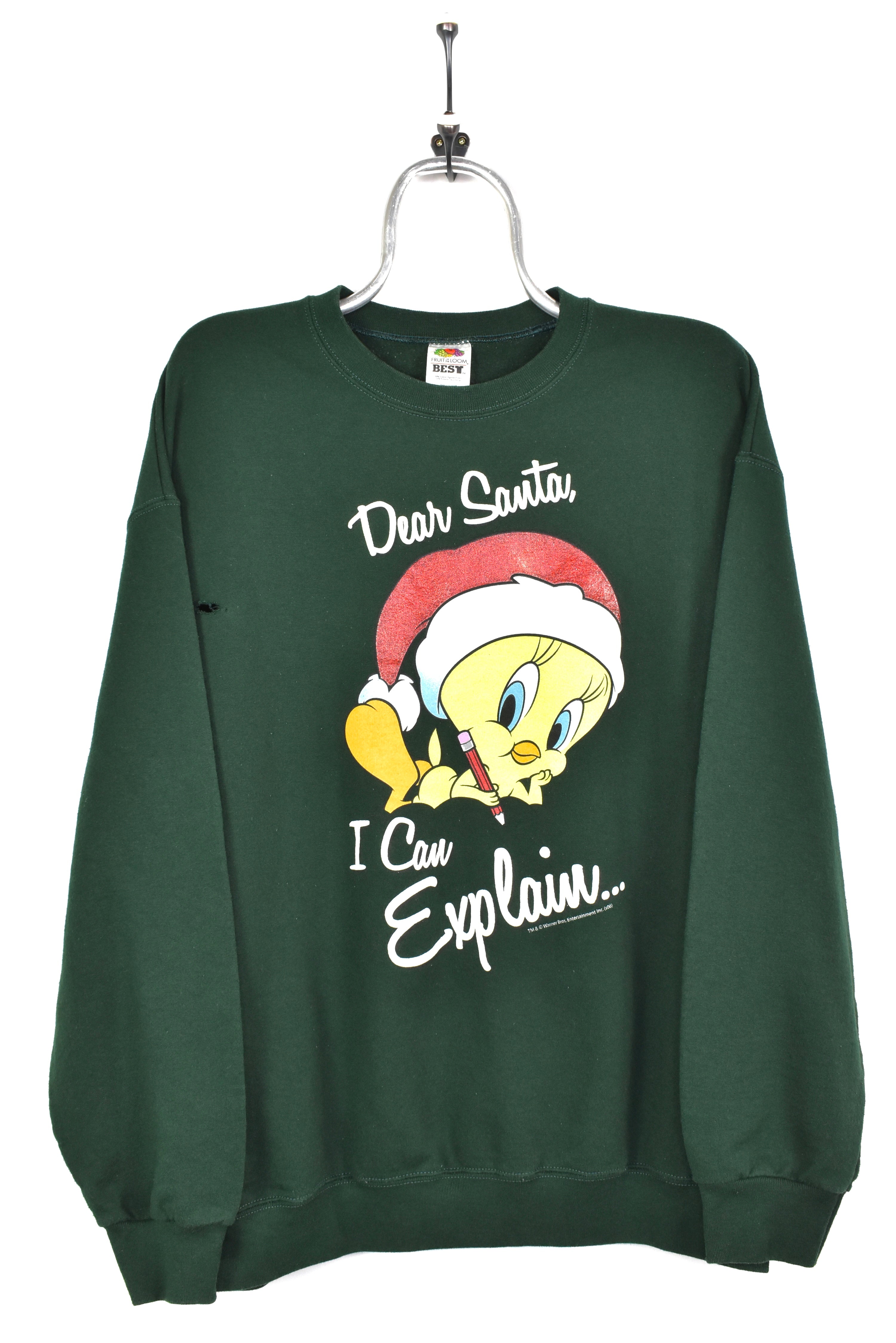 VINTAGE TWEETY CHRISTMAS GREEN SWEATSHIRT | XL DISNEY / CARTOON