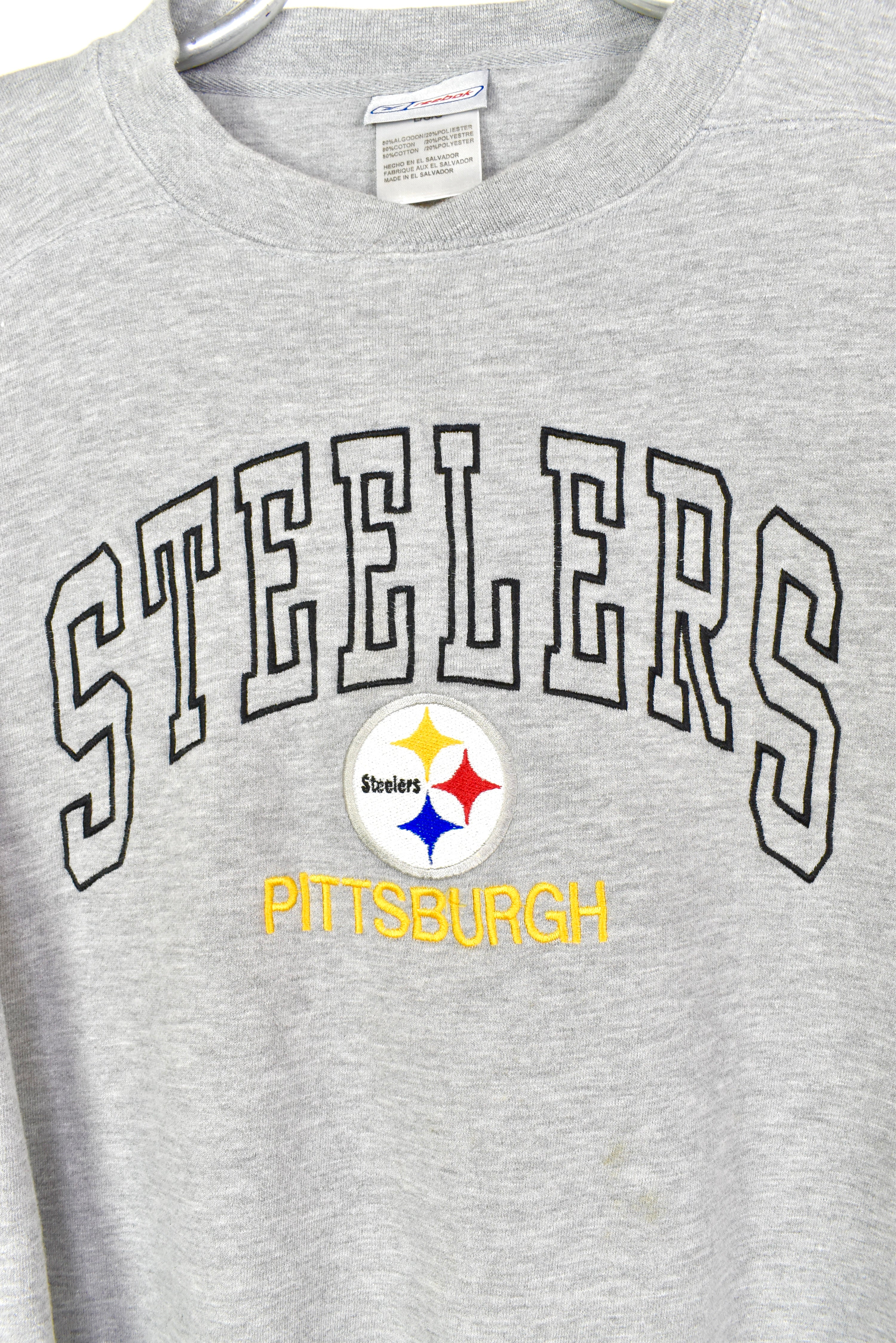 VINTAGE NFL PITTSBURGH STEELERS EMBROIDERED GREY SWEATSHIRT | XL PRO SPORT