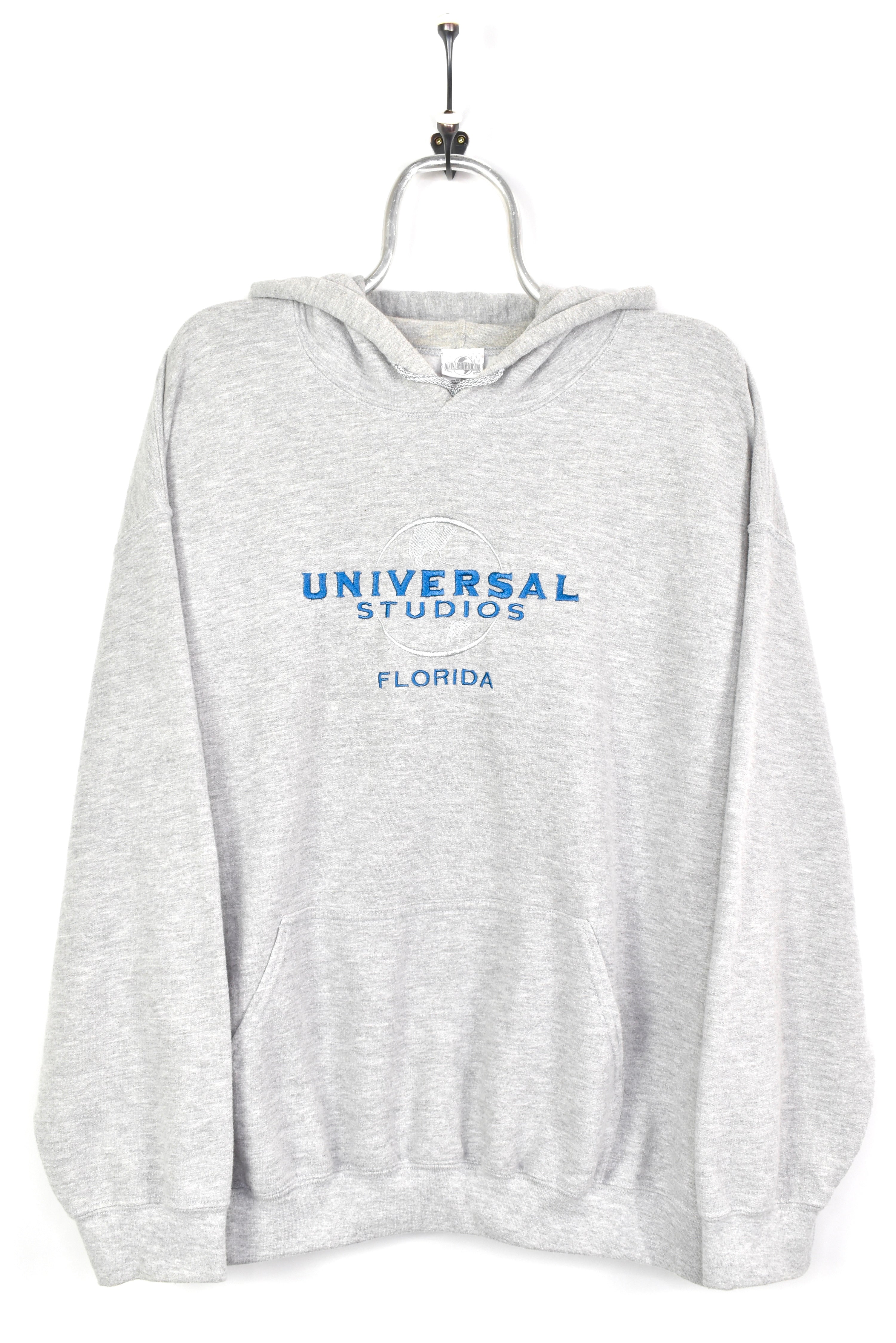 VINTAGE UNIVERSAL STUDIOS EMBROIDERED GREY HOODIE | XXL DISNEY / CARTOON