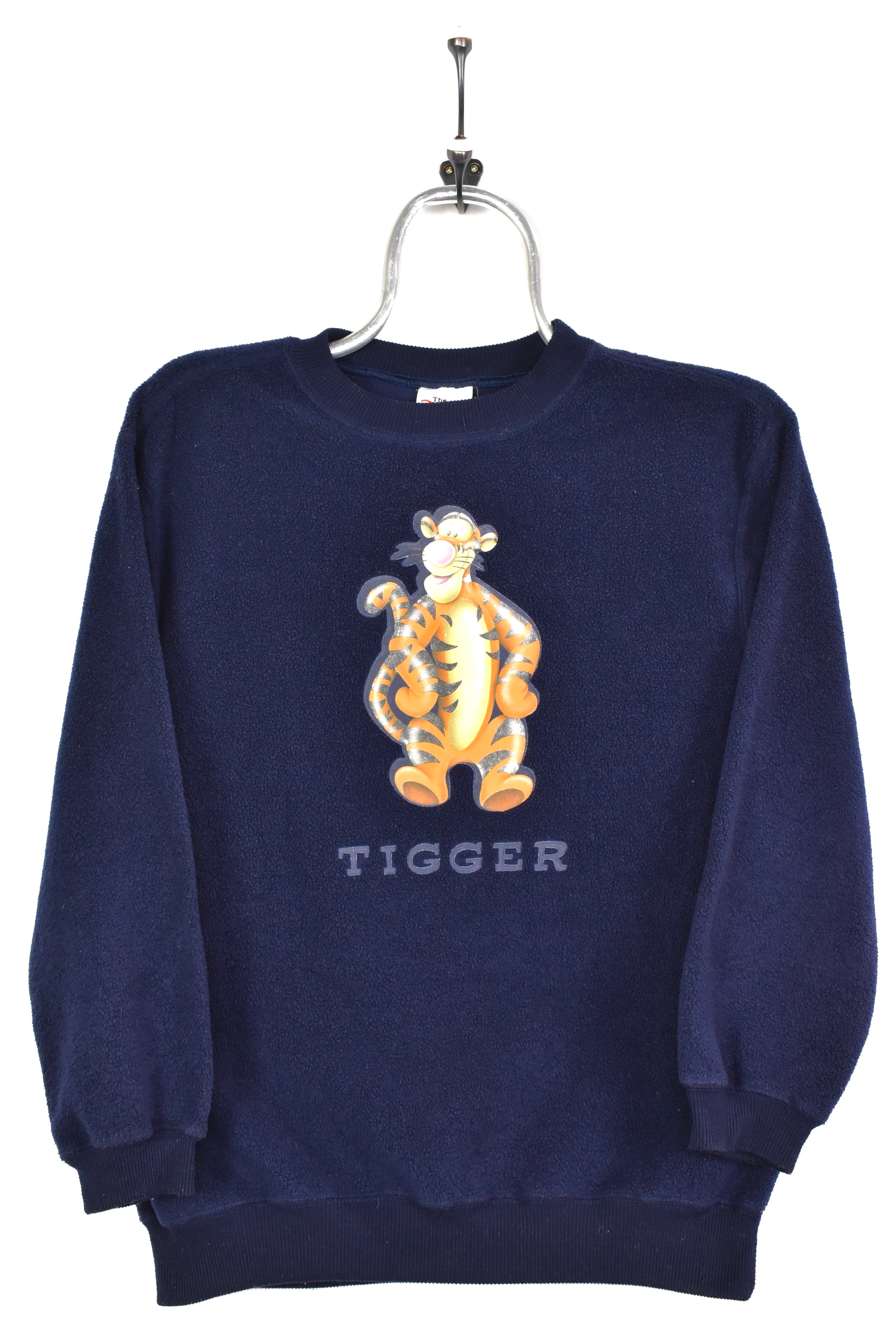 VINTAGE WOMEN'S DISNEY TIGGER NAVY FLEECE SWEATSHIRT | SMALL DISNEY / CARTOON