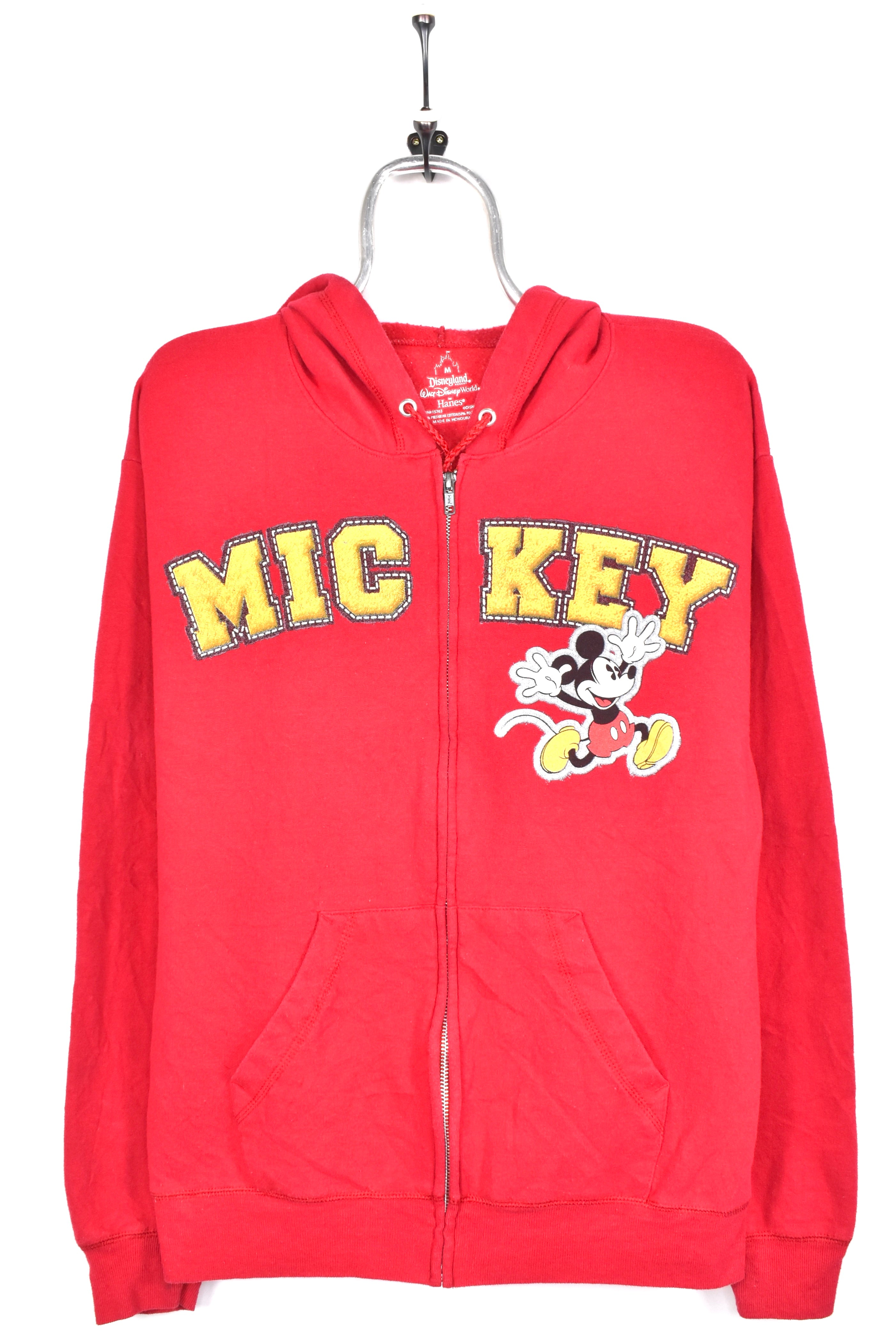 Vintage Mickey Mouse hoodie, Disney red graphic sweatshirt - AU M DISNEY / CARTOON