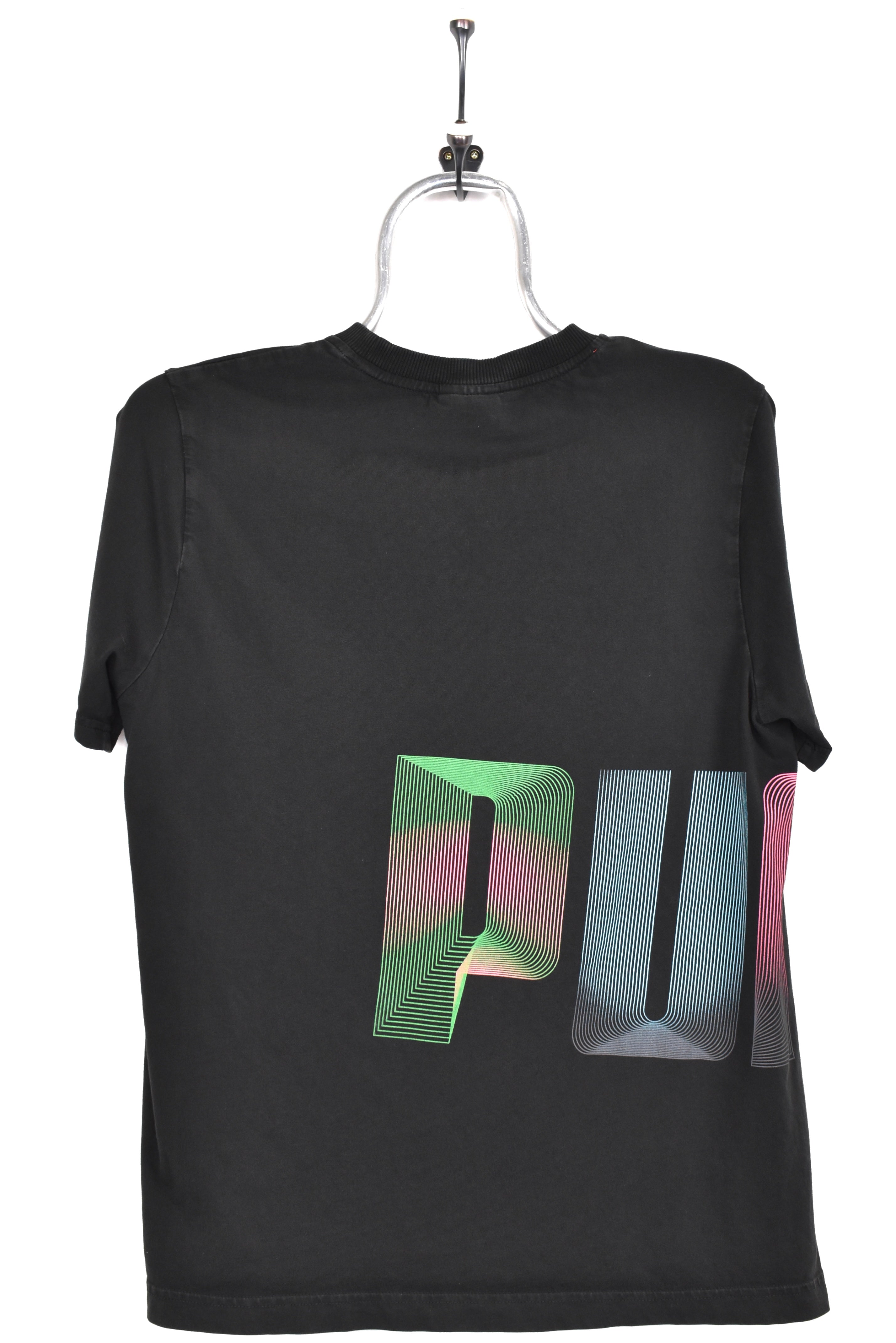 Women's modern Puma shirt, black graphic tee - AU S PUMA