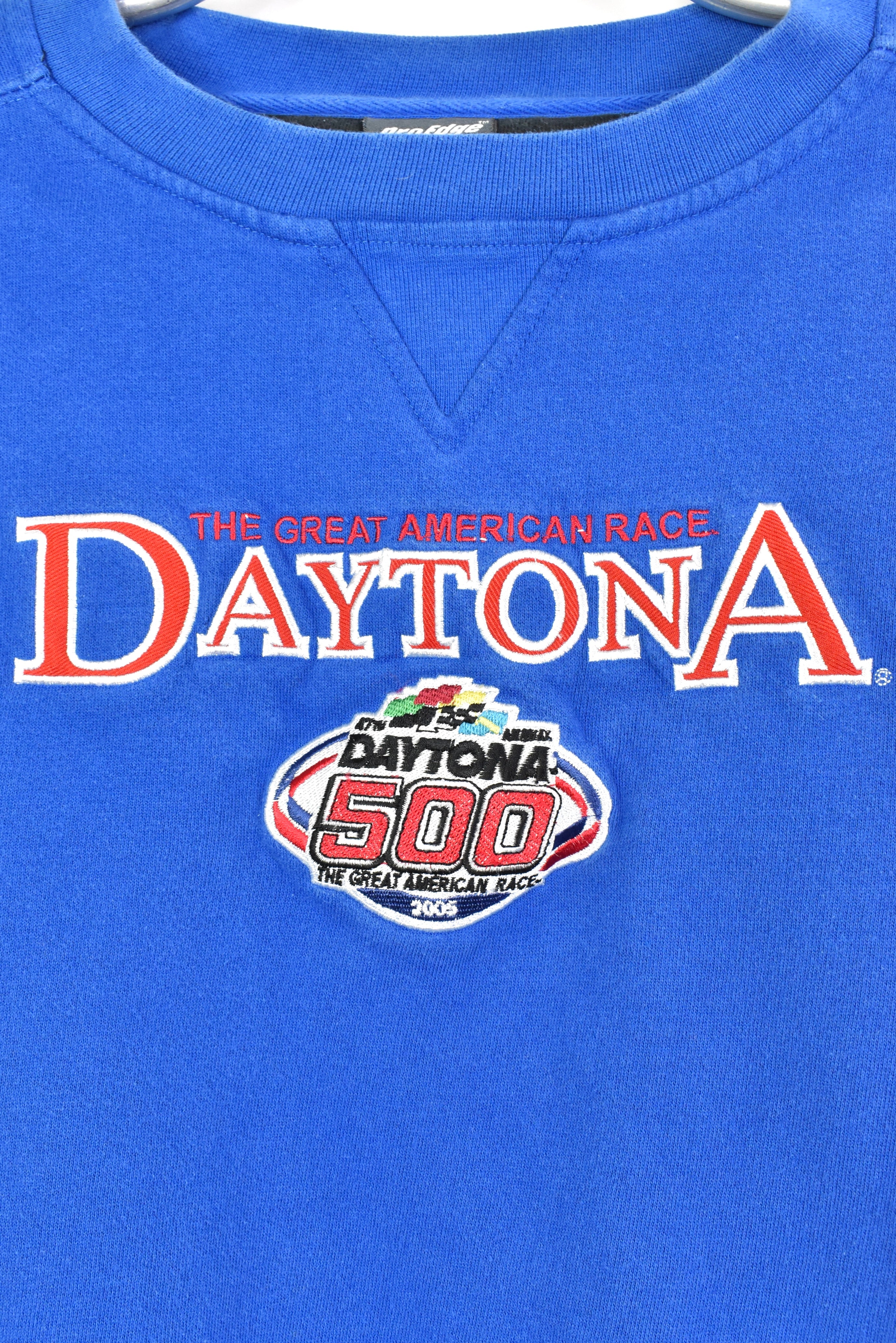 Vintage NASCAR Daytona embroidered blue sweatshirt | Large NASCAR / RACING