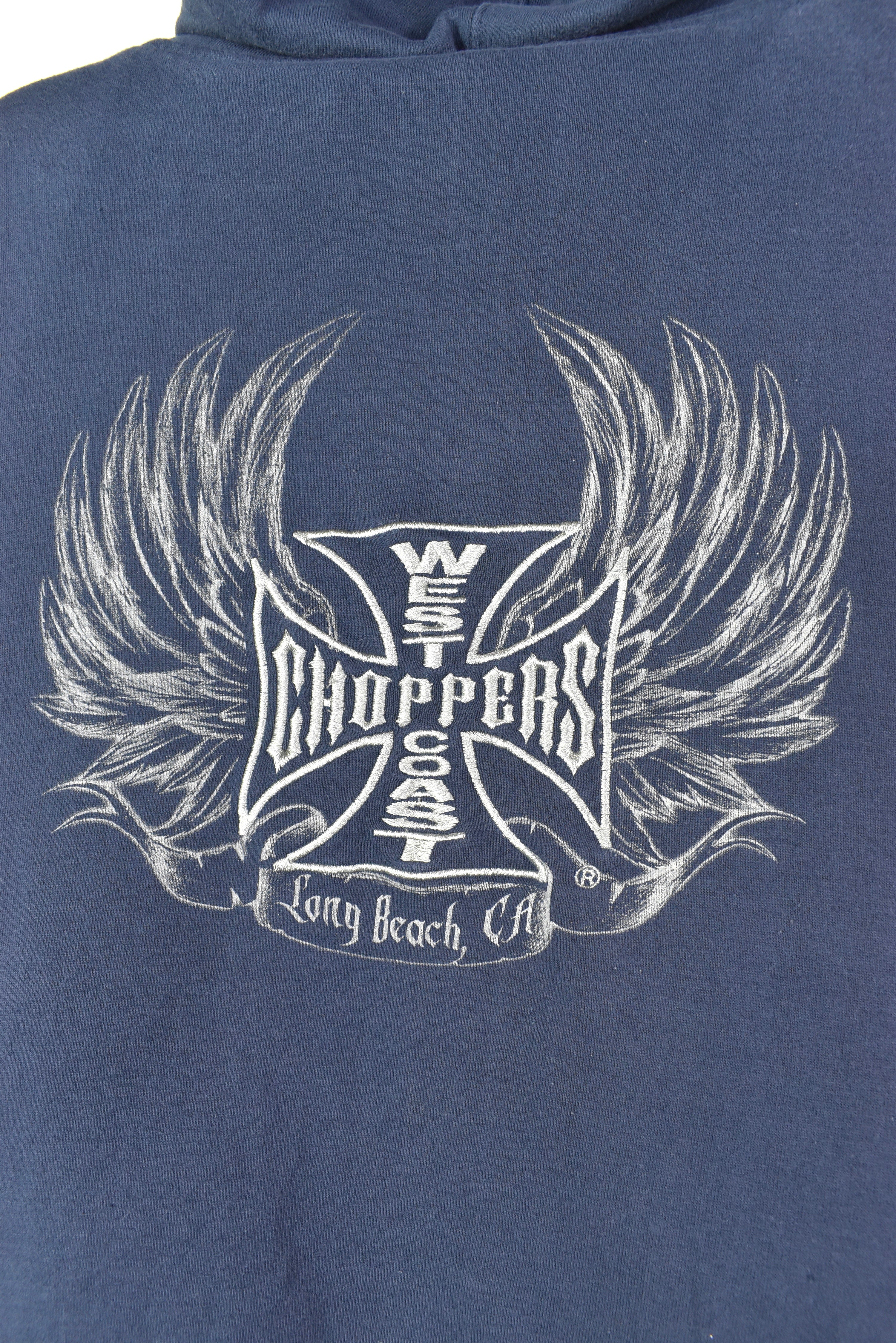 VINTAGE WEST COAST CHOPPERS EMBROIDERED NAVY HOODIE | XXL HARLEY DAVIDSON