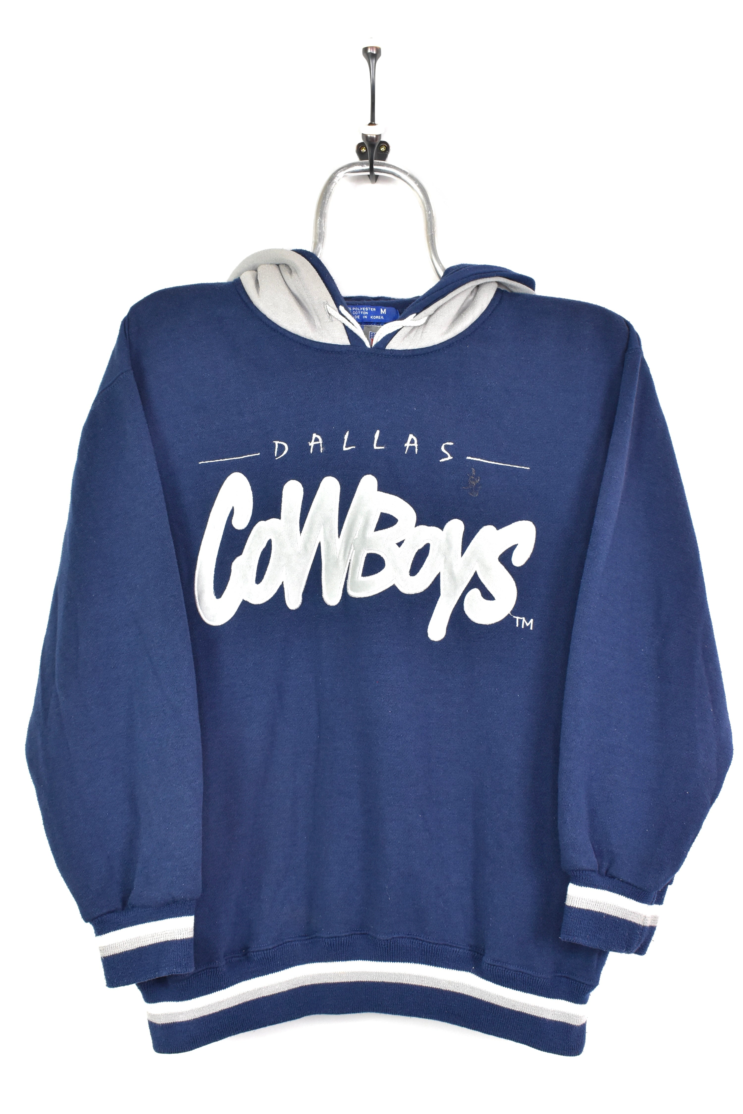 VINTAGE NFL DALLAS COWBOYS EMBROIDERED NAVY HOODIE | SMALL PRO SPORT