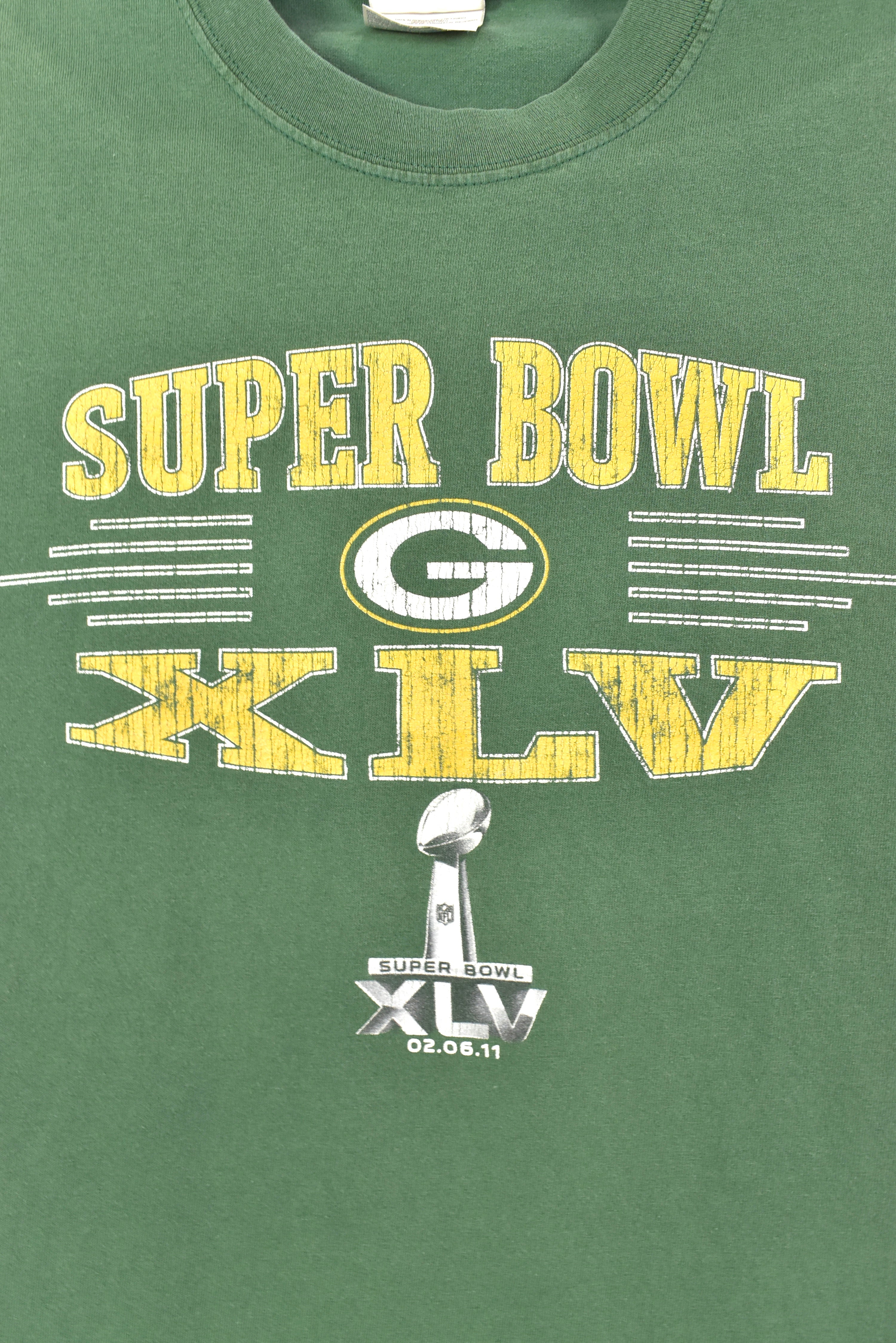 Modern Green Bay Packers shirt, 2011 NFL Super Bowl graphic tee - large, green PRO SPORT