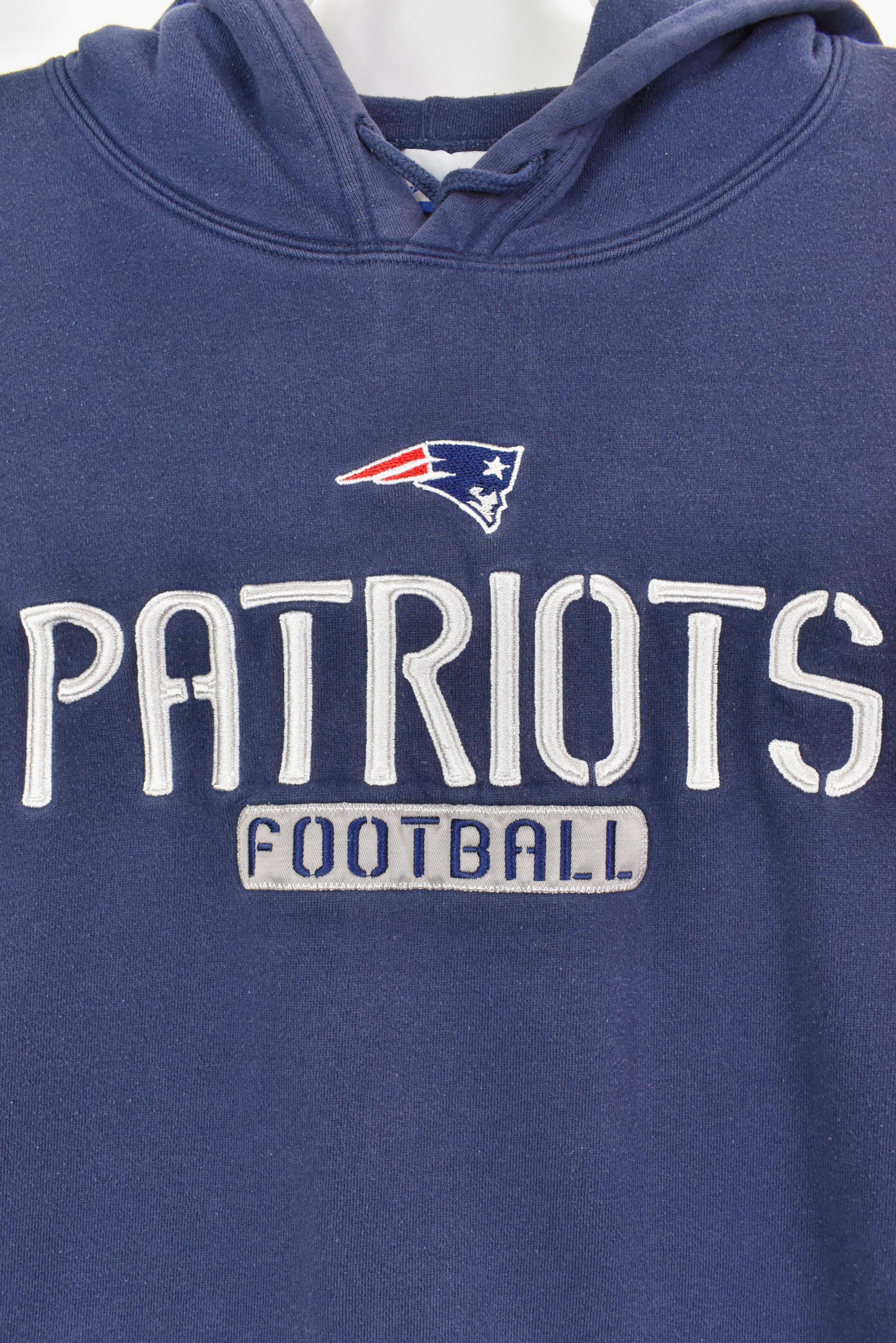 Vintage New England Patriots hoodie, NFL navy blue embroidered sweatshirt - AU XXL PRO SPORT