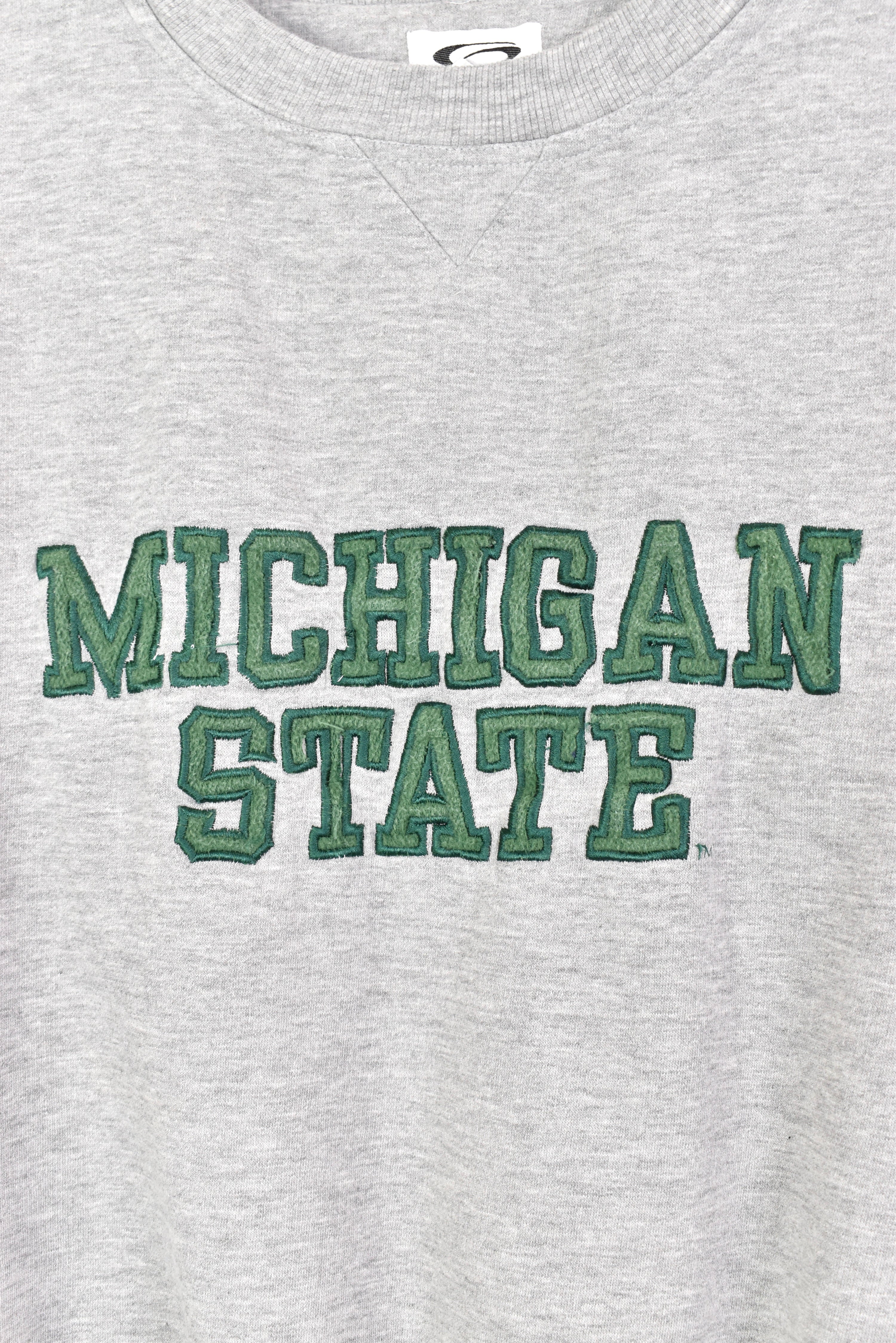 Vintage Michigan State University sweatshirt, long sleeve embroidered crewneck - large, grey COLLEGE