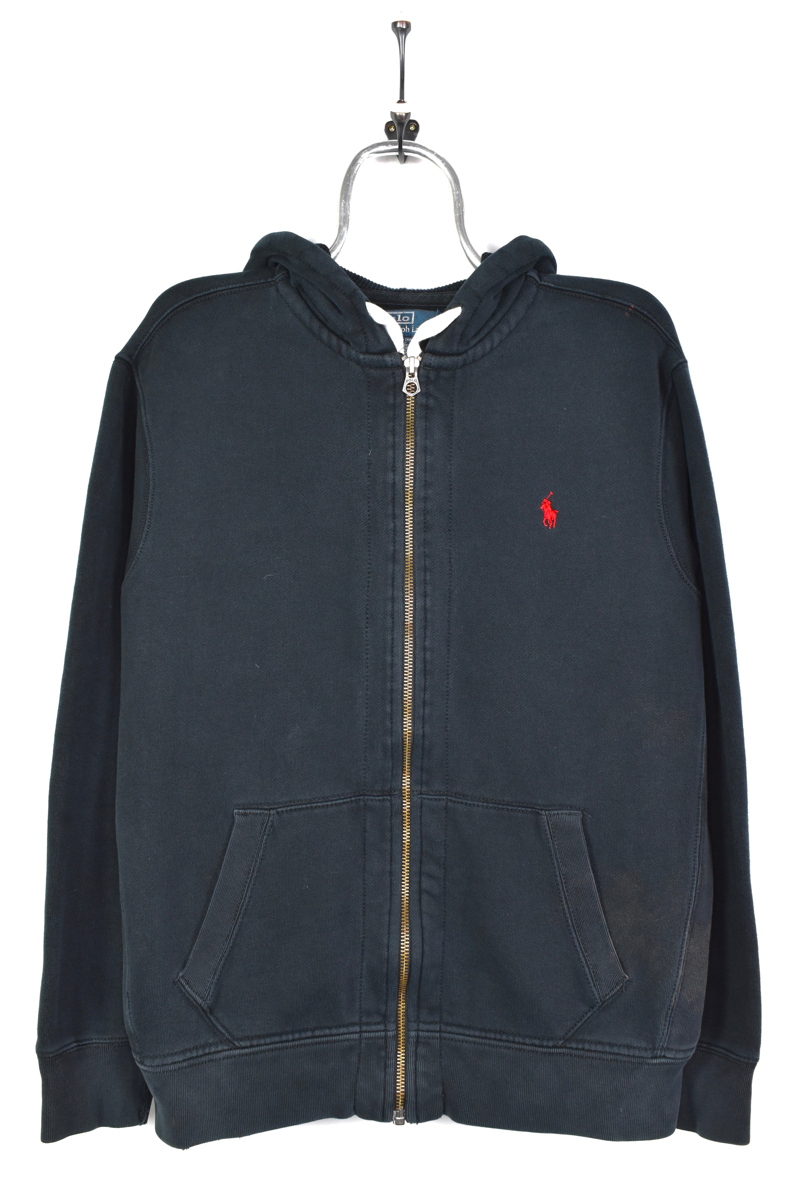 VINTAGE RALPH LAUREN EMBROIDERED BLACK HOODIE | XL RALPH LAUREN