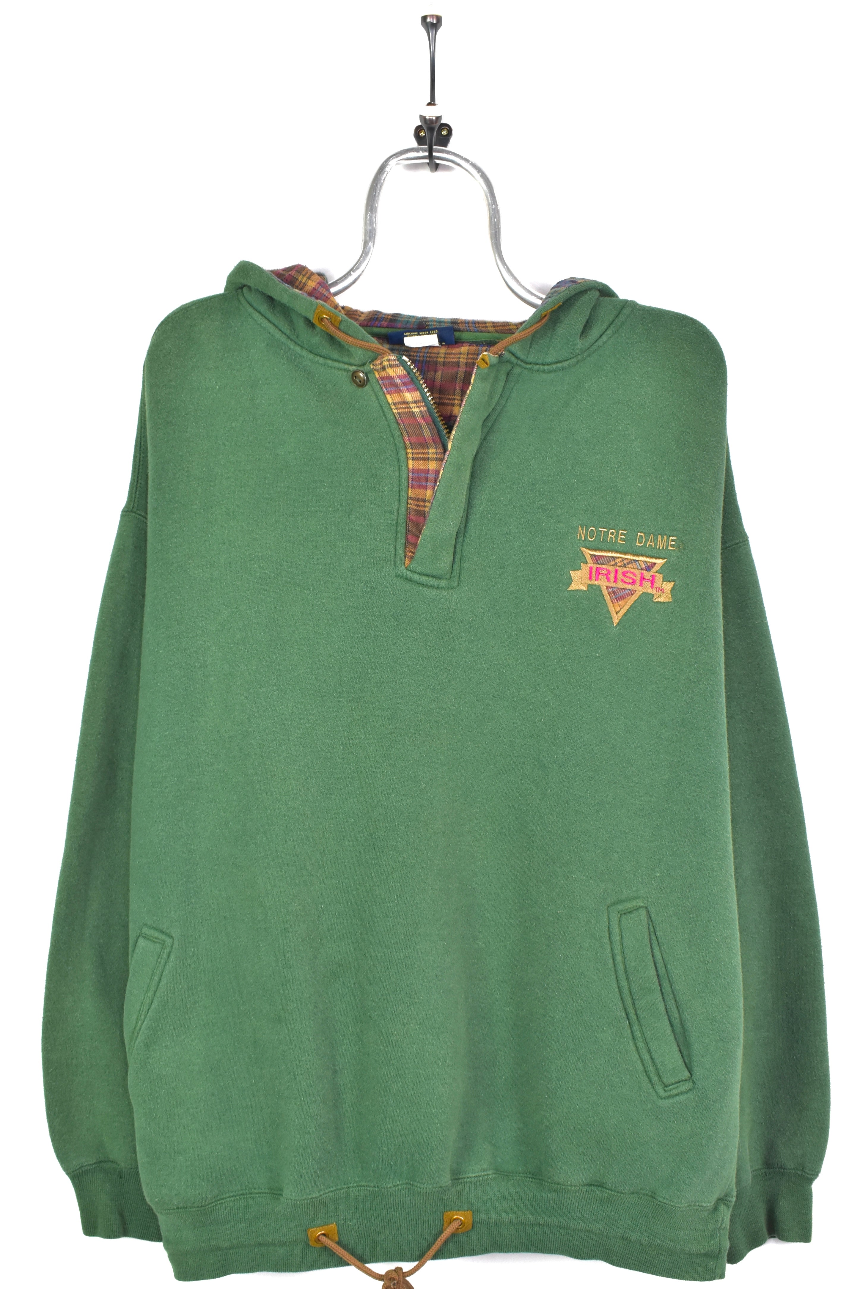 VINTAGE NOTRE DAME UNIVERSITY GREEN 1/4 ZIP SWEATSHIRT | XXL COLLEGE