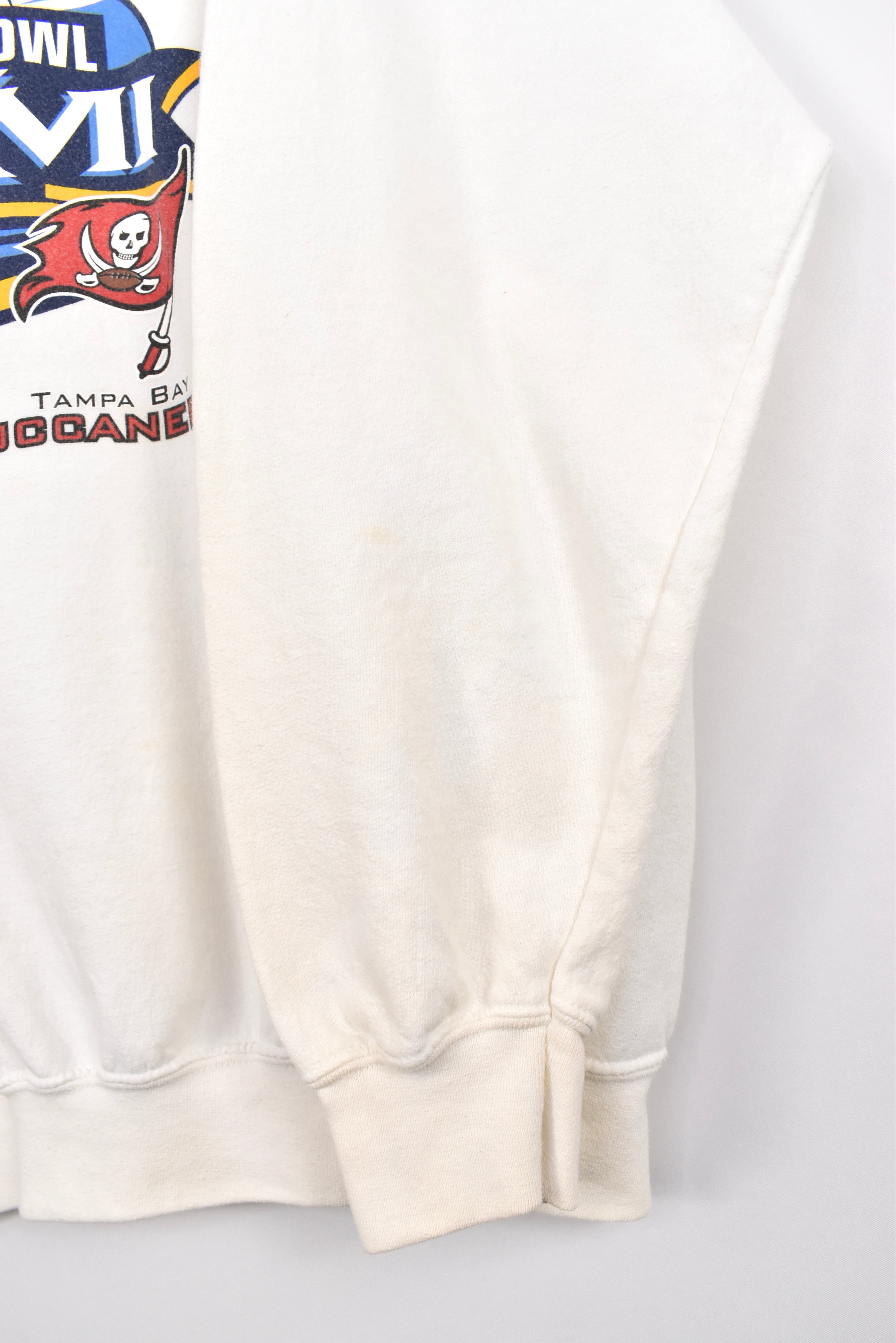 Vintage Super Bowl sweatshirt, NFL Raiders Buccs white graphic crewneck - AU XXL PRO SPORT